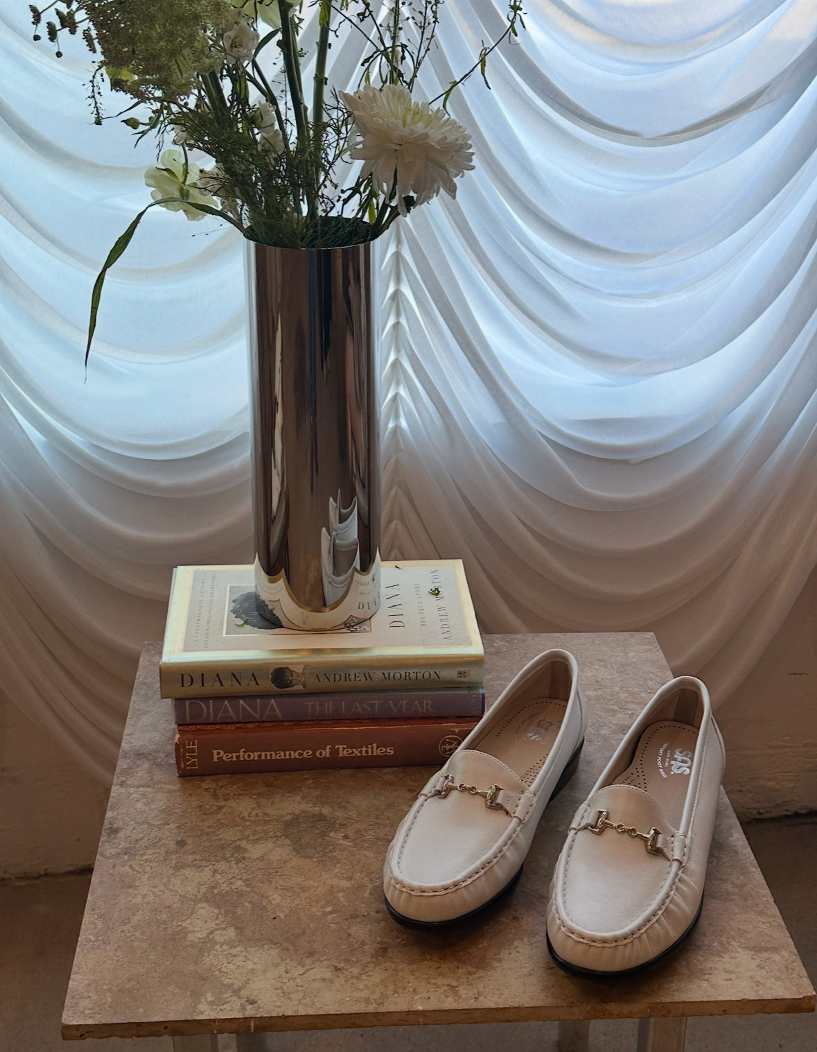 White Leather Loafers size 10