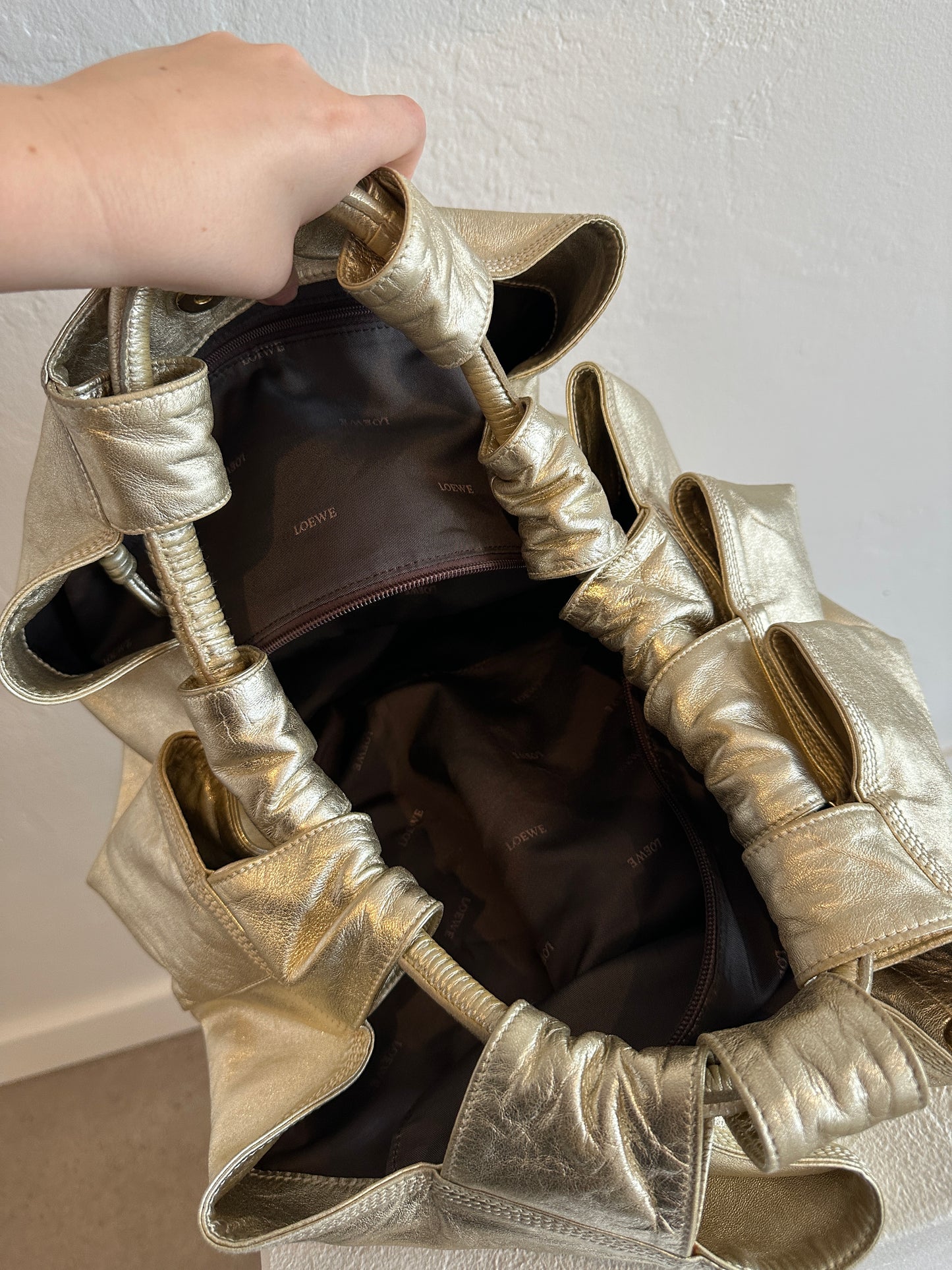Loewe Metallic Gold Nappa Aire Handbag