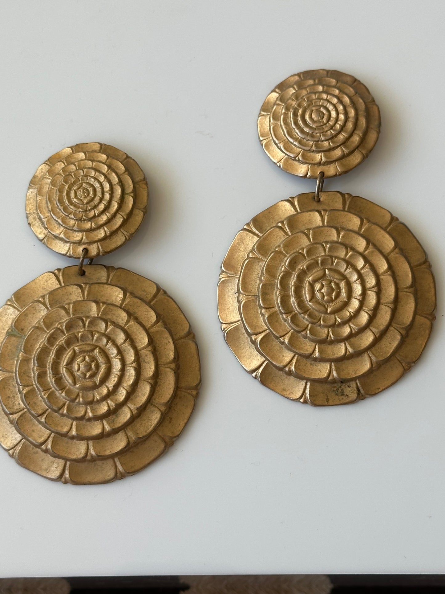 1980s double drop gold clip ons