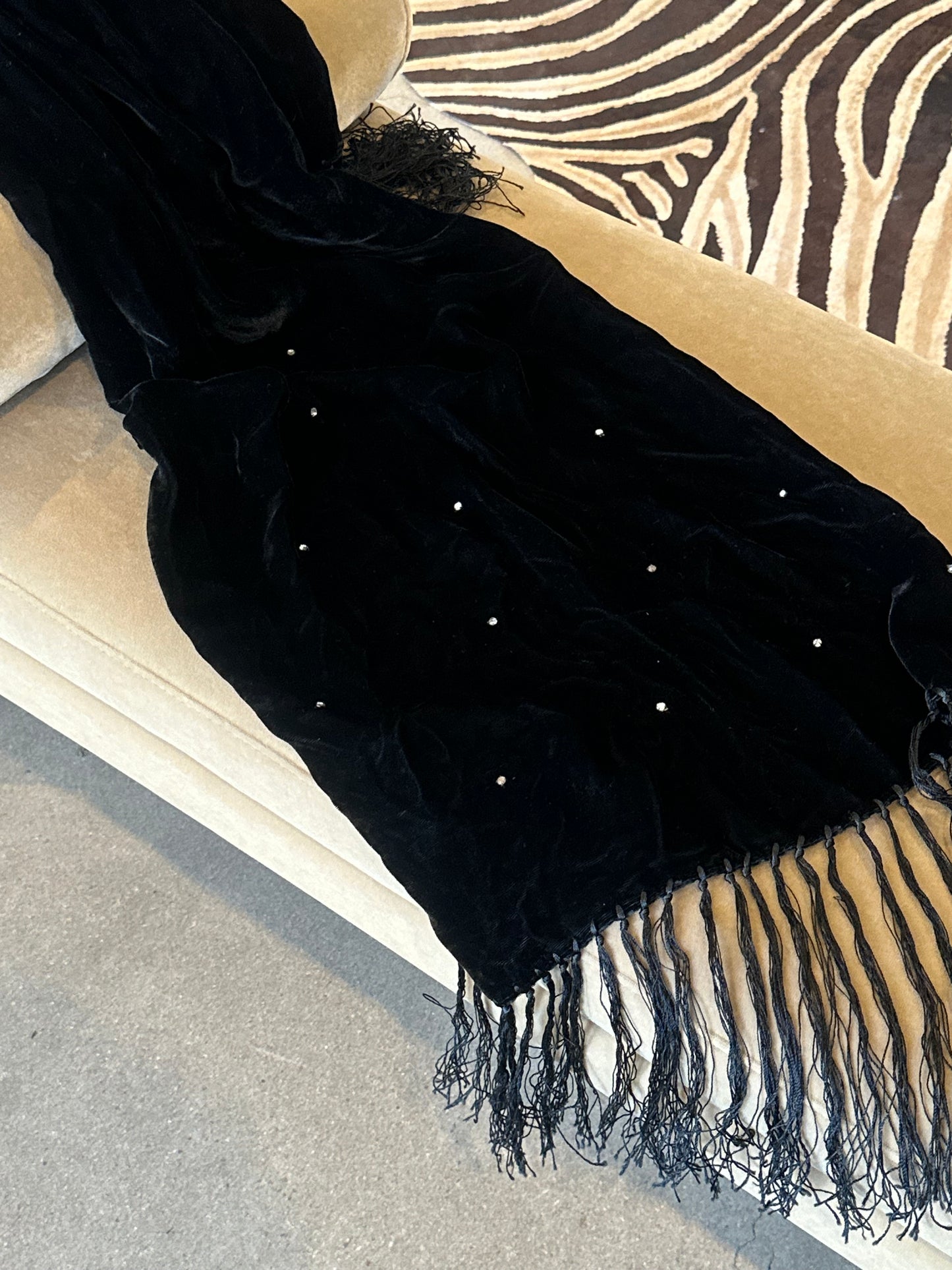 90s Velvet Rhinestone Scarf