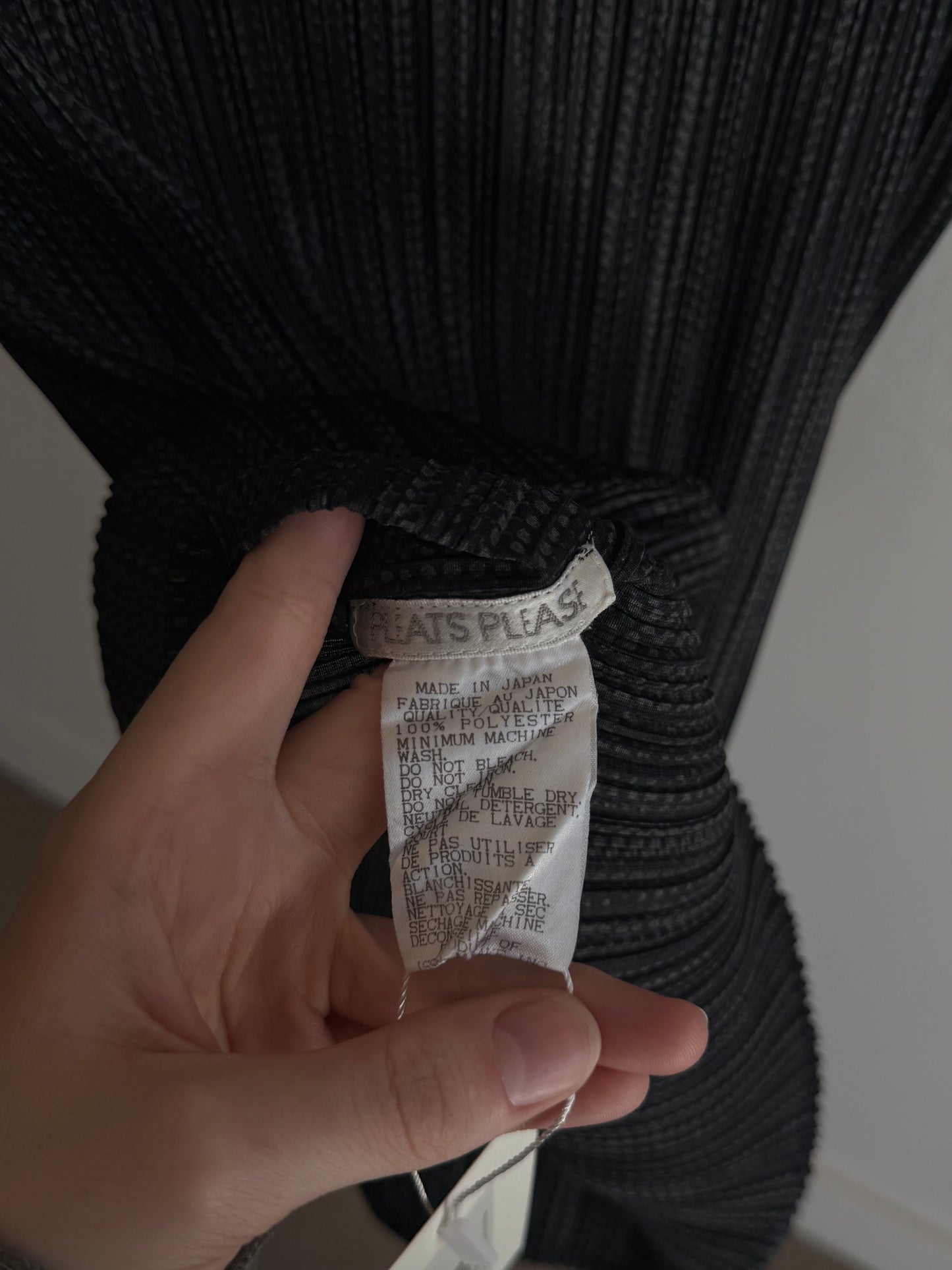 Issey Miyake Pleats Please Charcoal Turtleneck Top