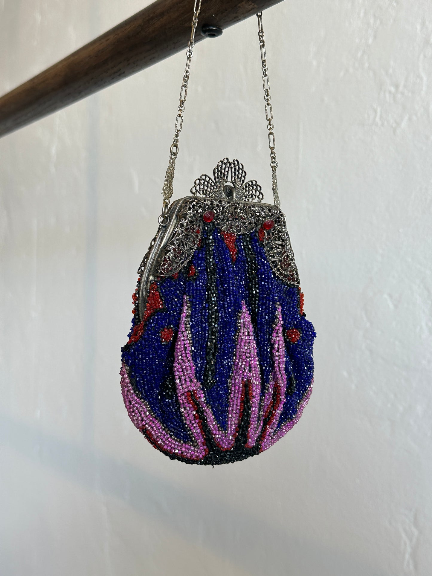 Antique Glass Beaded Evening Bag