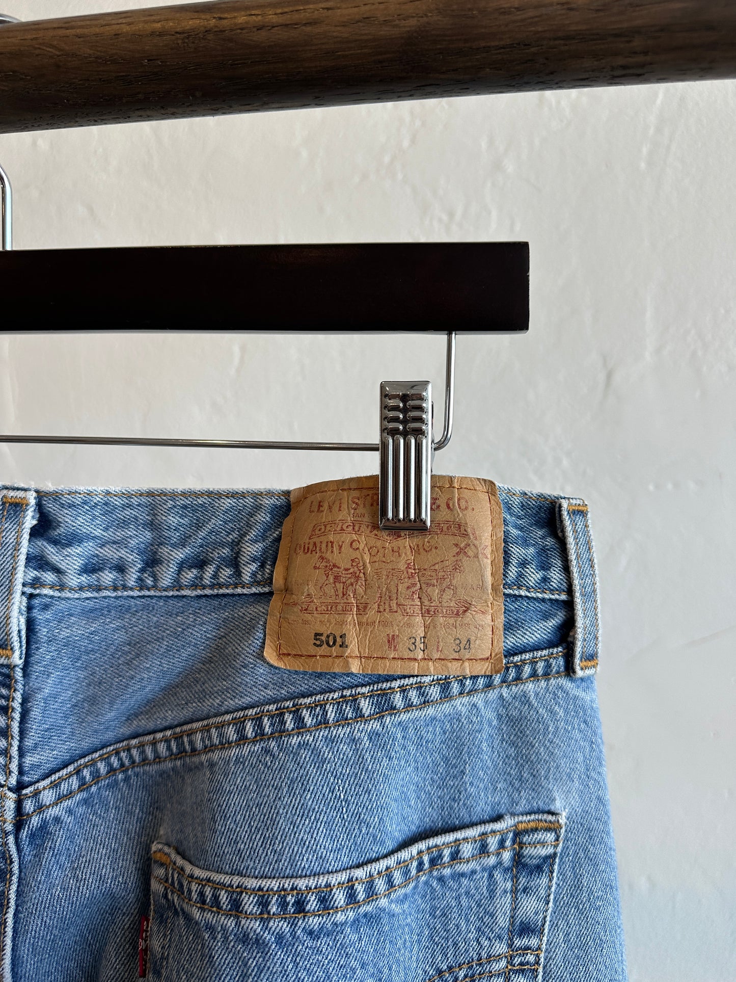 Vintage Levi’s 501 Button Fly Jeans — Light Wash 34x35
