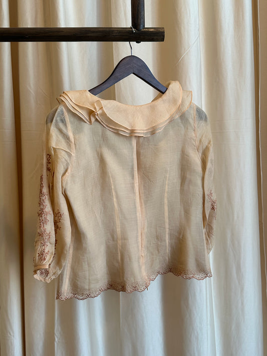 1960s embroidered organza blouse