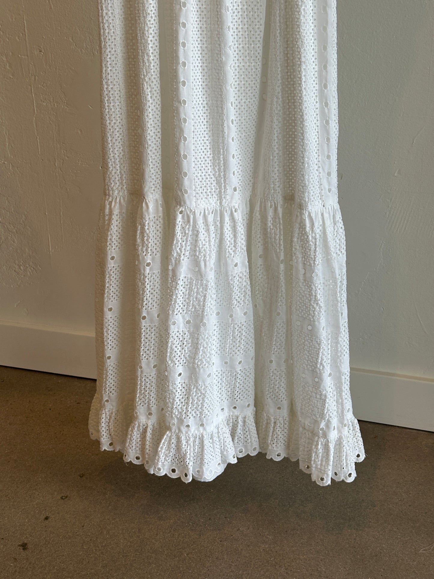 1970’s Victor Costa Eyelet Lace Prairie Maxi Dress