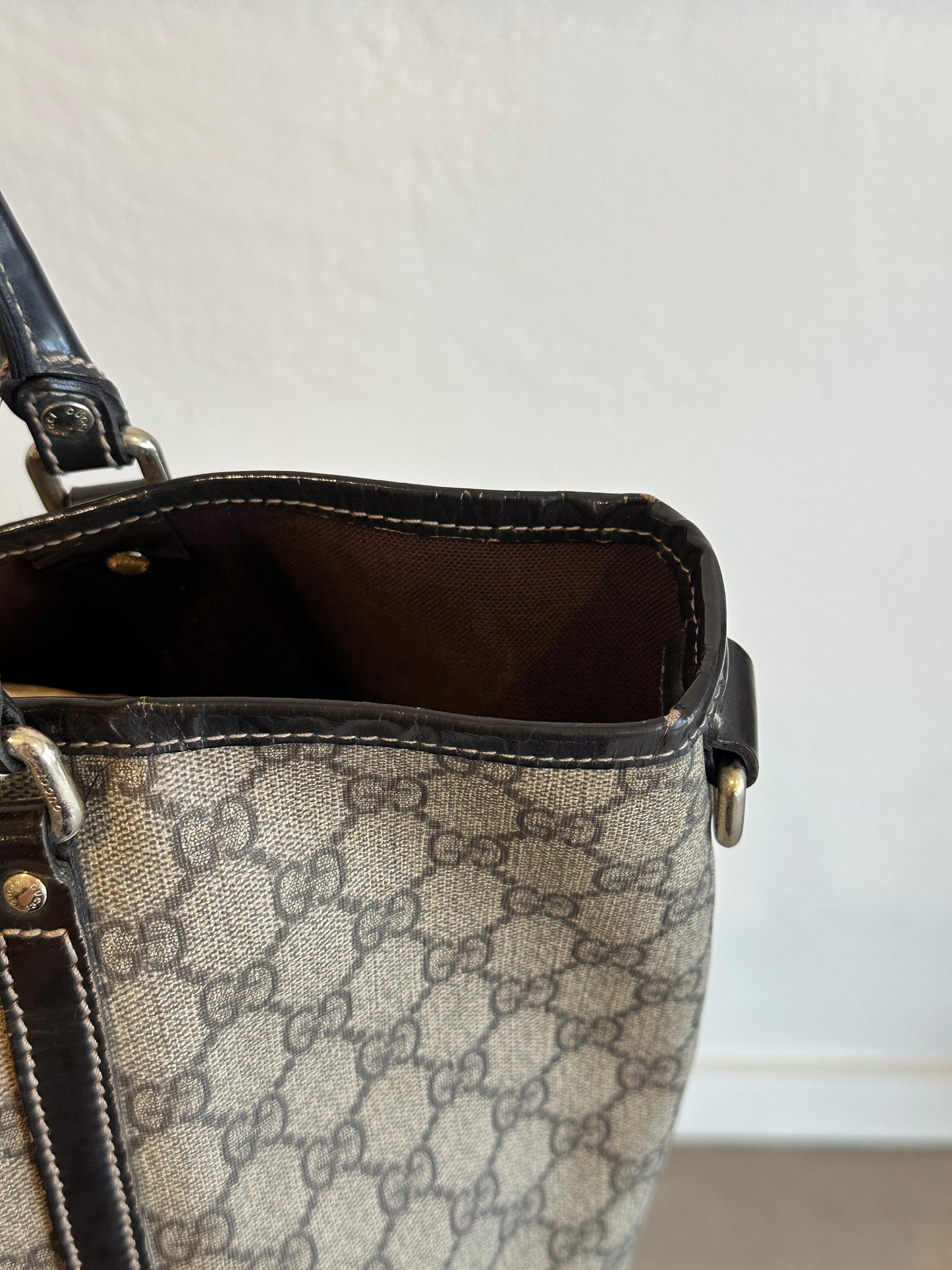 Gucci GG Supreme Canvas Tote Bag Brown Monogram
