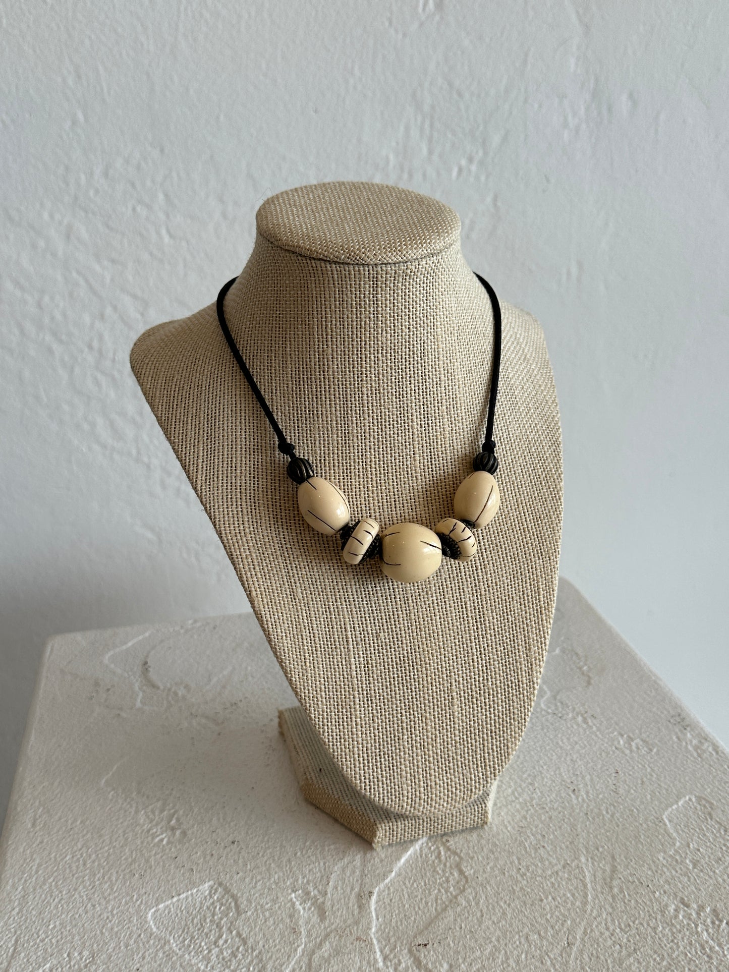 Vintage Hand-Carved Bead Necklace
