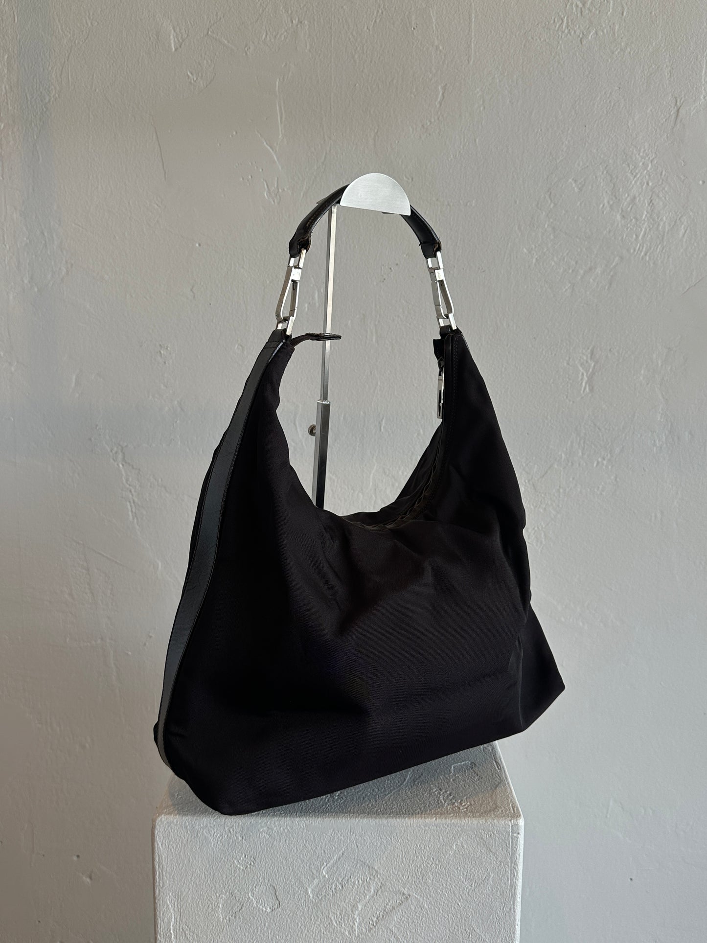Gucci Black Nylon Hobo Shoulder Bag