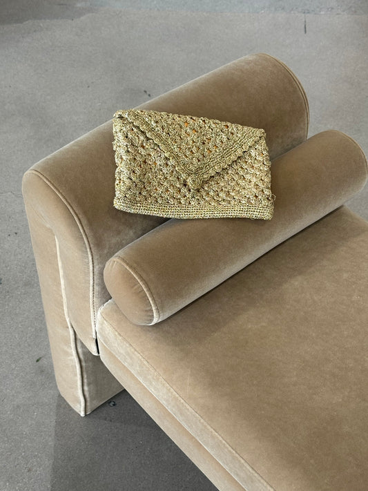 70s Gold Crochet Clutch