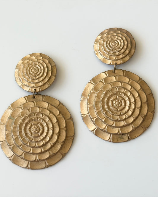 1980s double drop gold clip ons