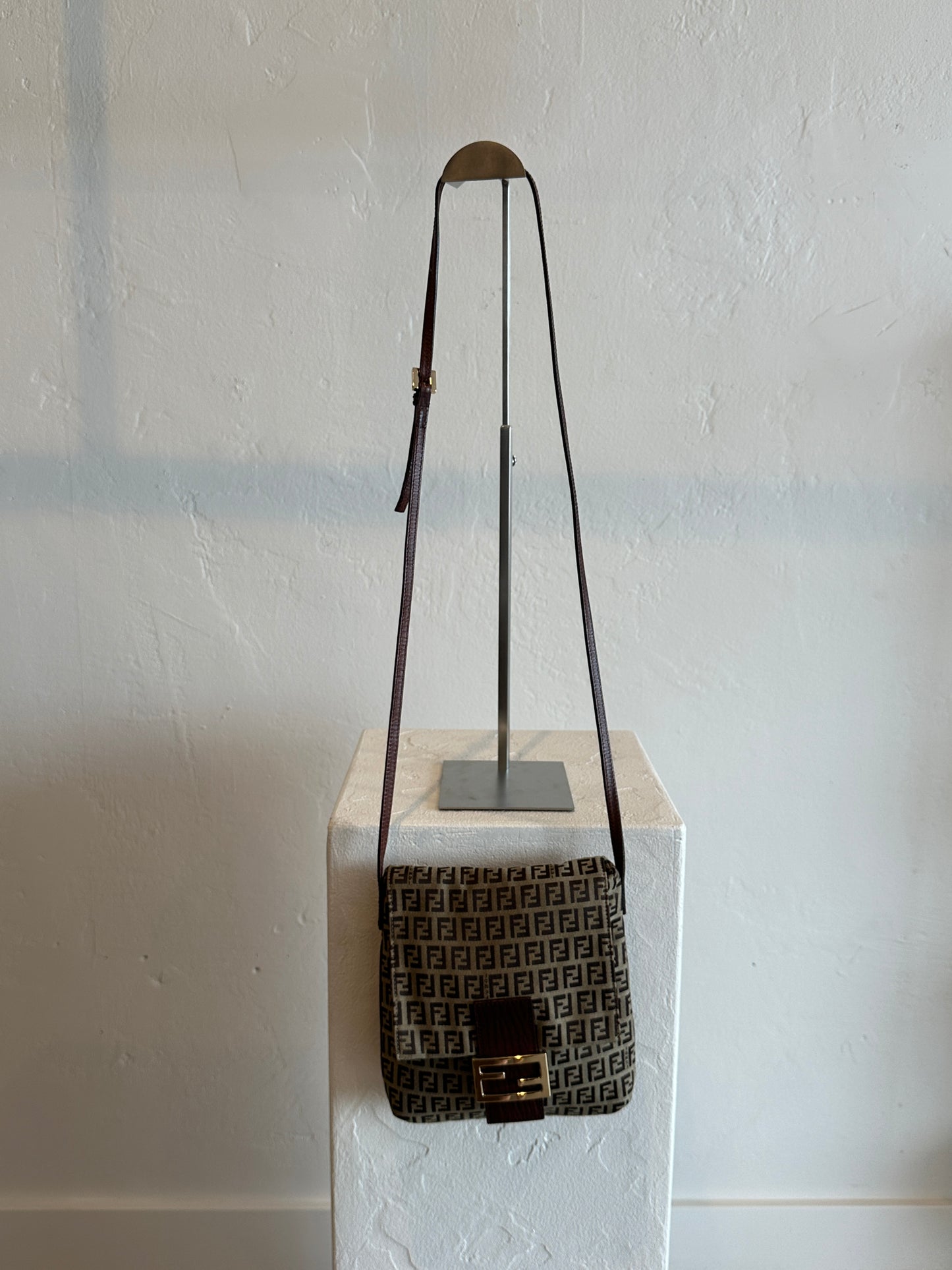 Fendi Zucchino Canvas Flap Crossbody Bag
