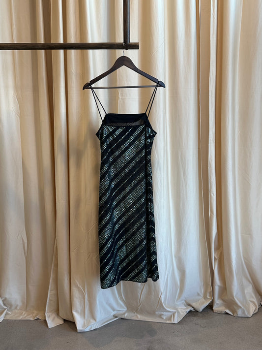 1970s sheer shimmer dress