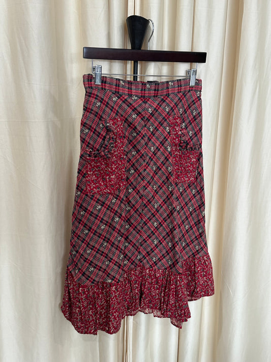 70s Apron Style Midi Skirt
