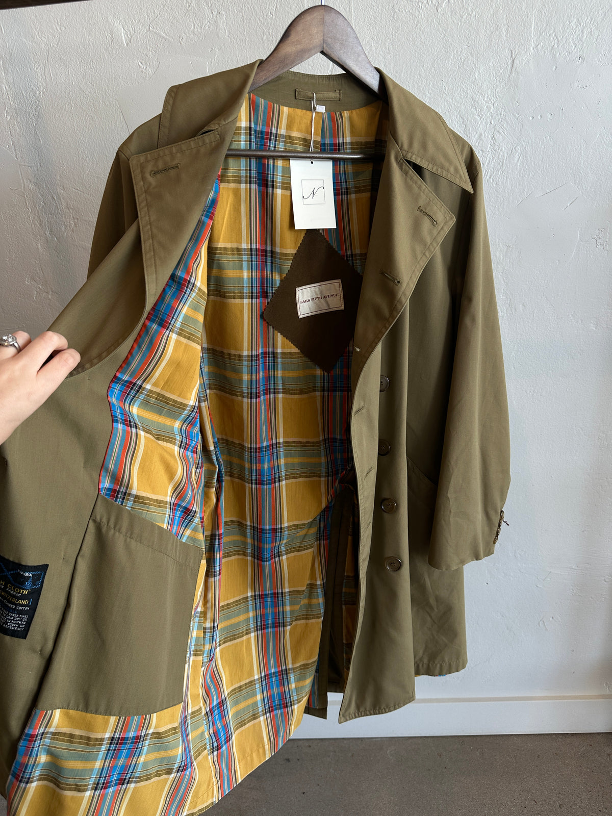 Vintage Saks Fifth Avenue Olive Trench Coat
