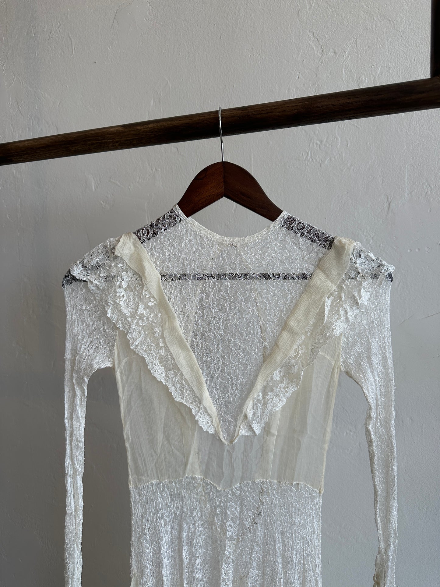 Antique Edwardian Lace Open Back Dress