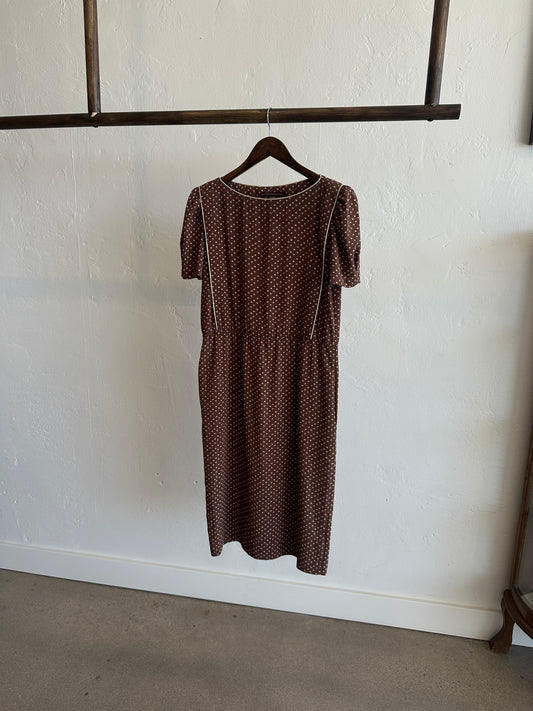 Chocolate Pansy Midi Dress