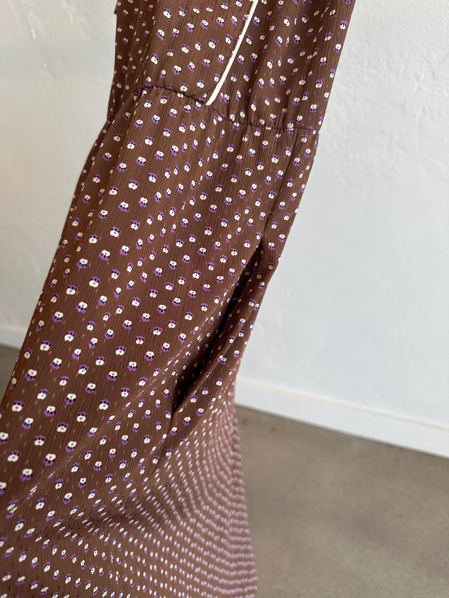 Chocolate Pansy Midi Dress