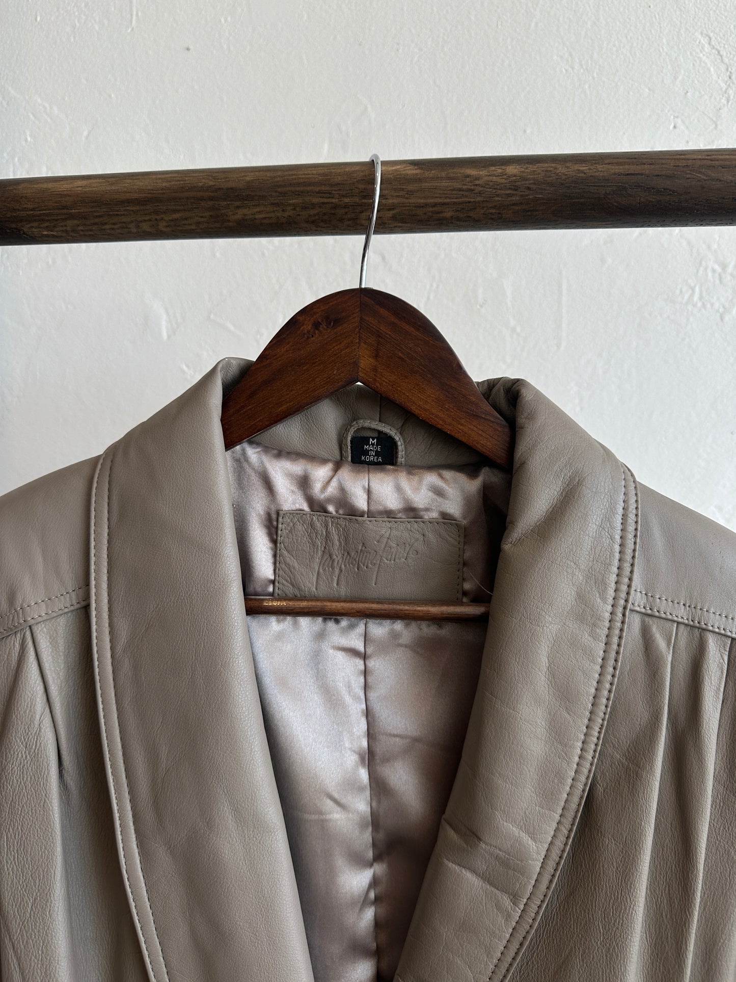 Vintage Taupe Leather Coat