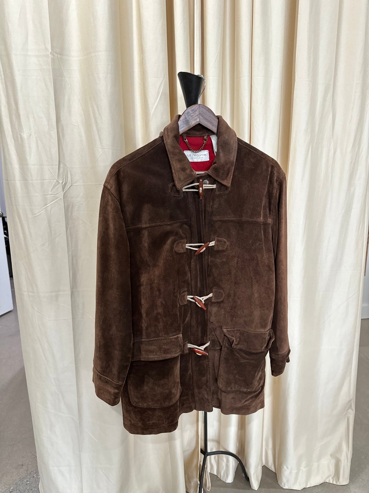 1990s Liz Claiborne Suede Duffle Coat