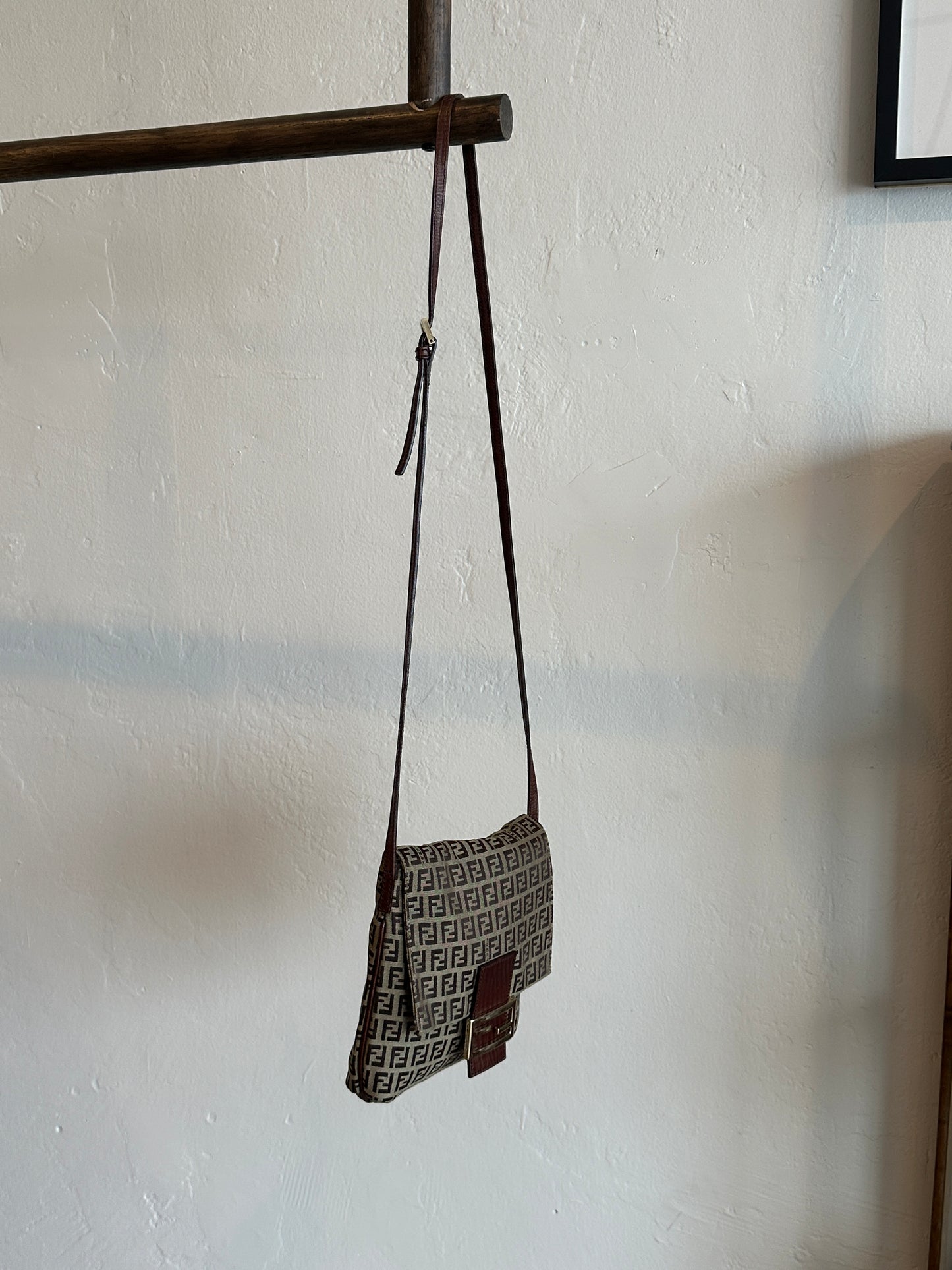 Fendi Zucchino Canvas Flap Crossbody Bag