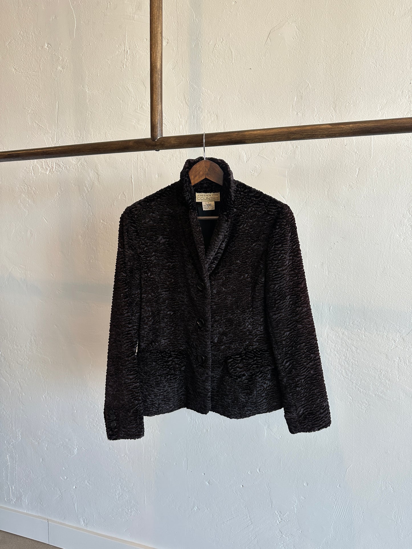 Vintage Jones New York Country Textured Faux Fur Jacket