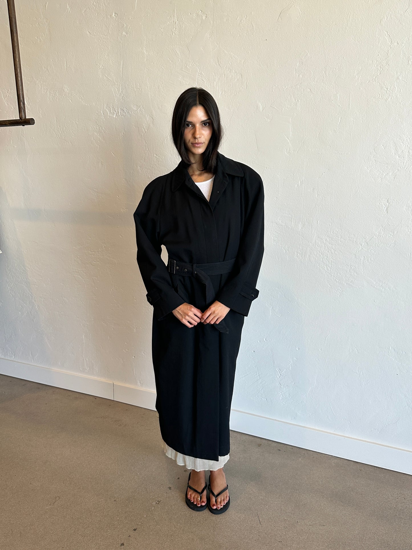 Vintage Doncaster Black Wool Belted Coat