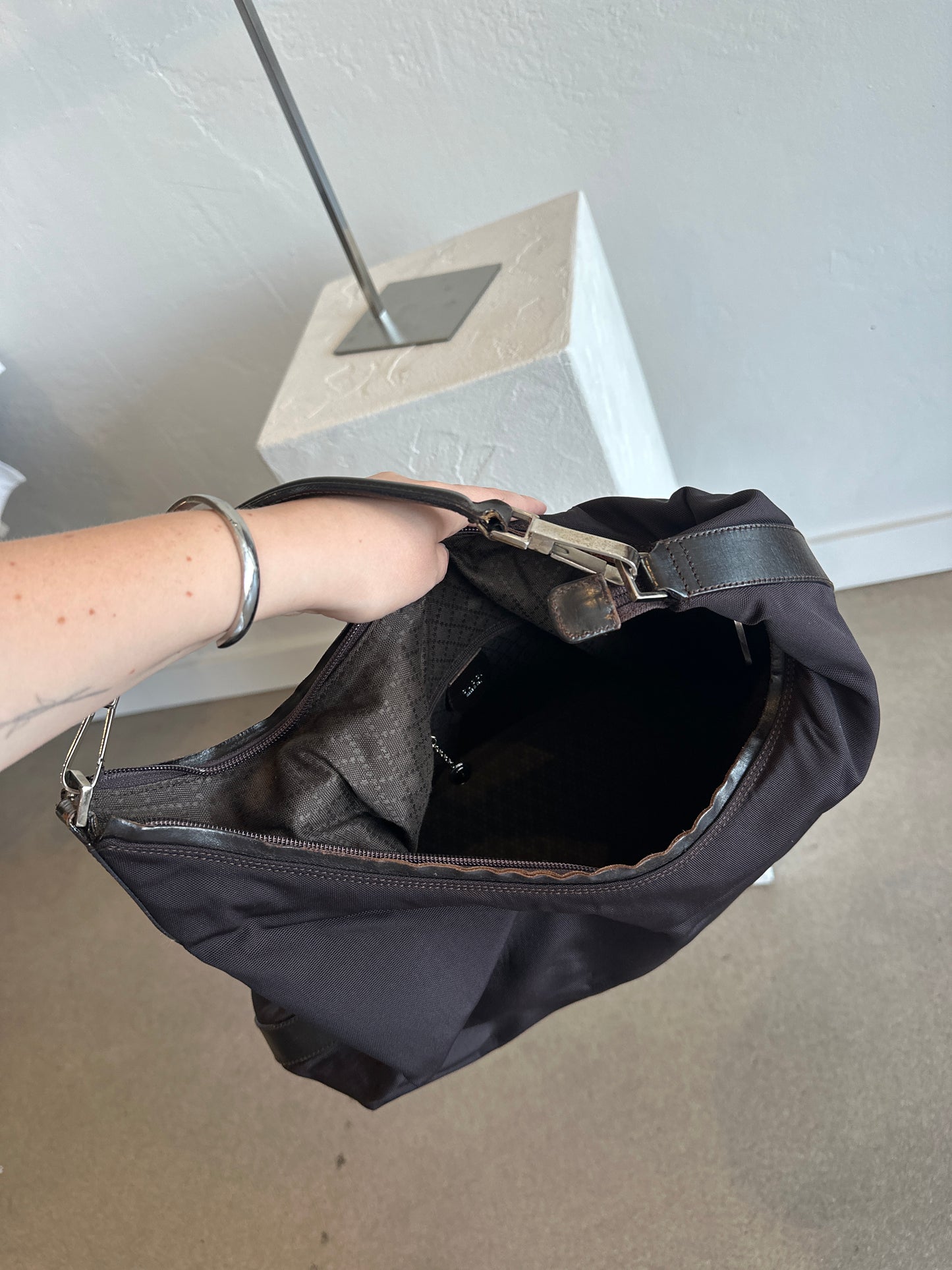 Gucci Black Nylon Hobo Shoulder Bag