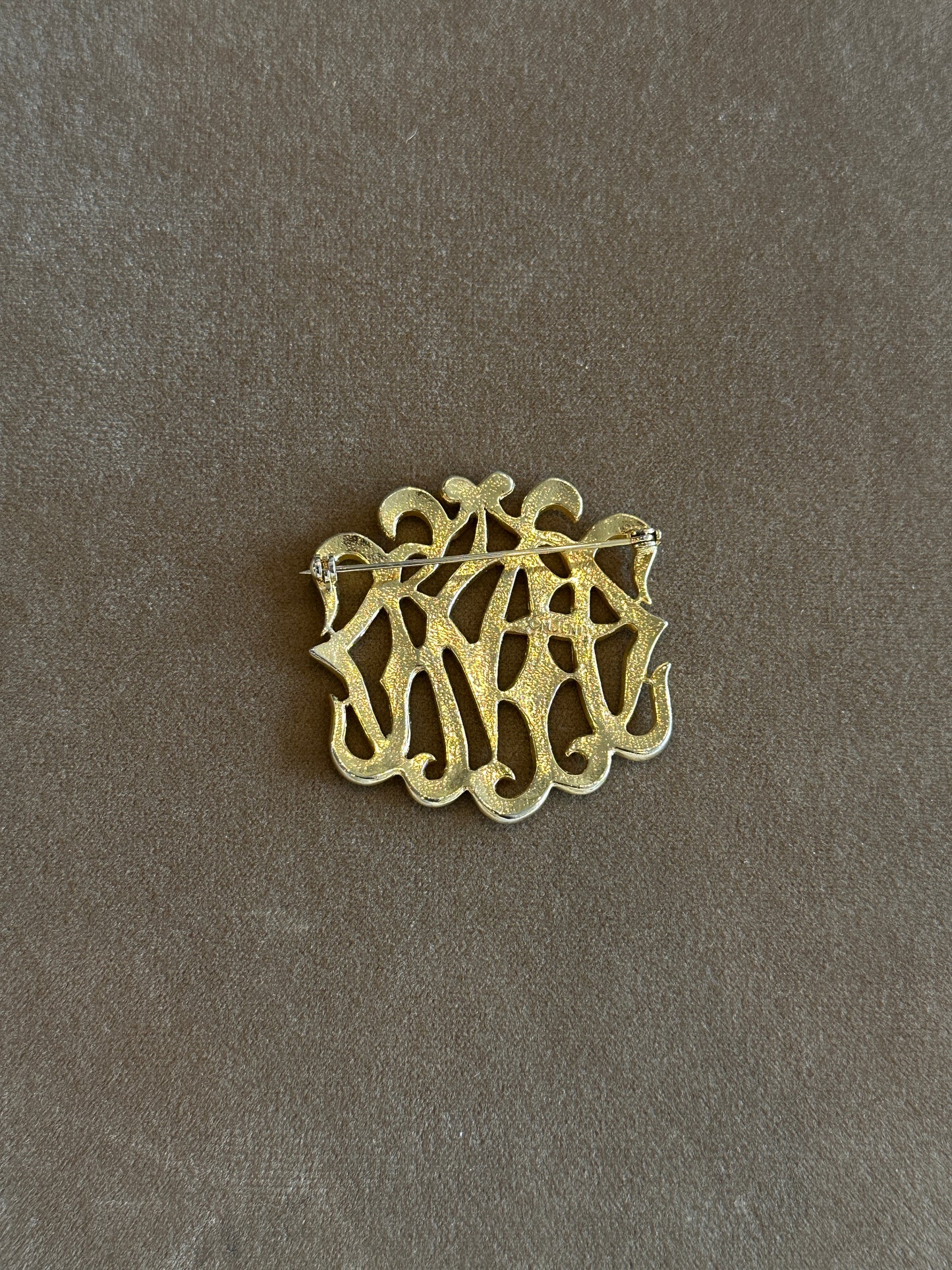Vintage MJENT Gold-Tone Script Monogram Brooch
