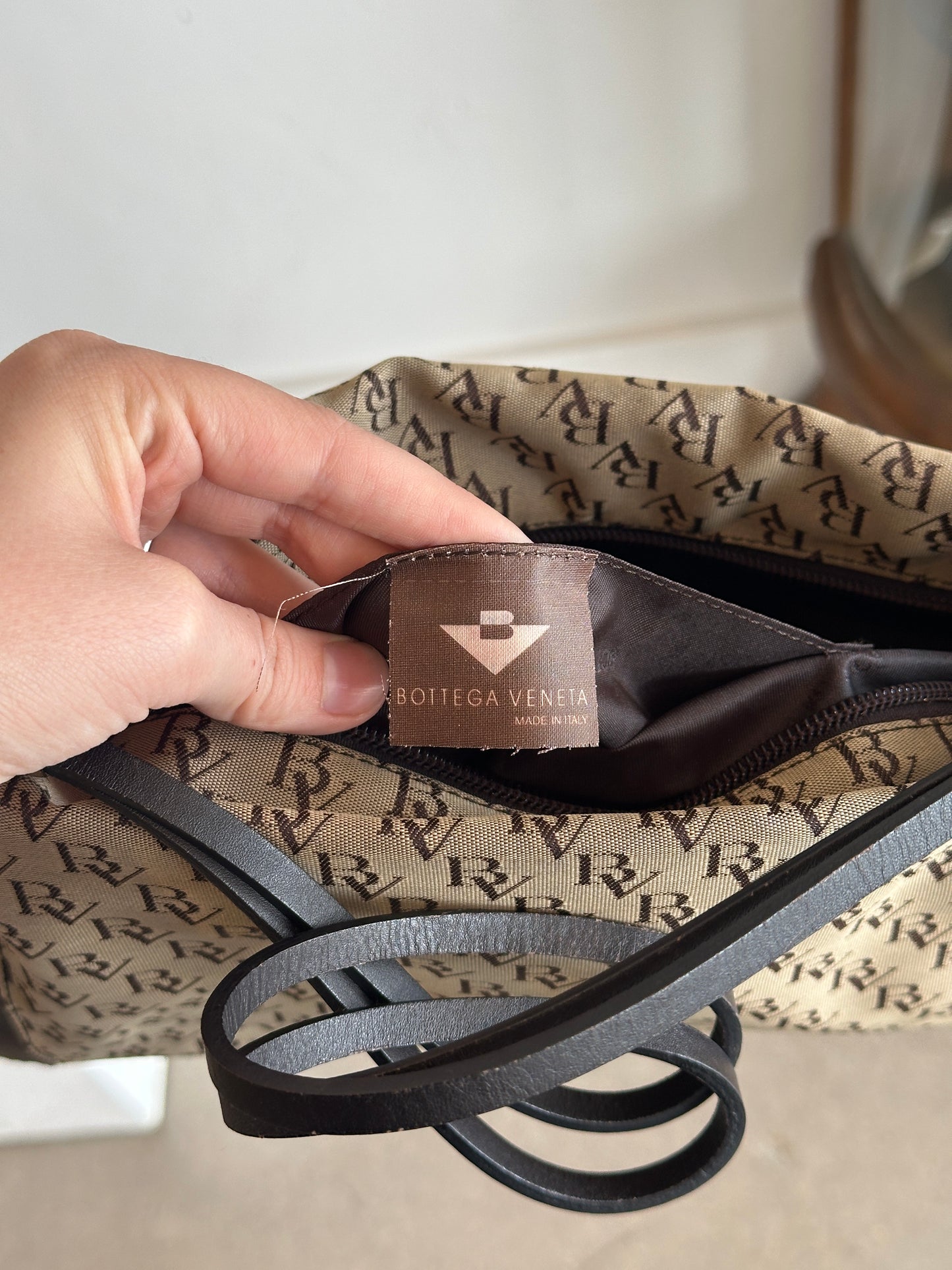 Bottega Veneta BV Logo Canvas One-Shoulder Handbag