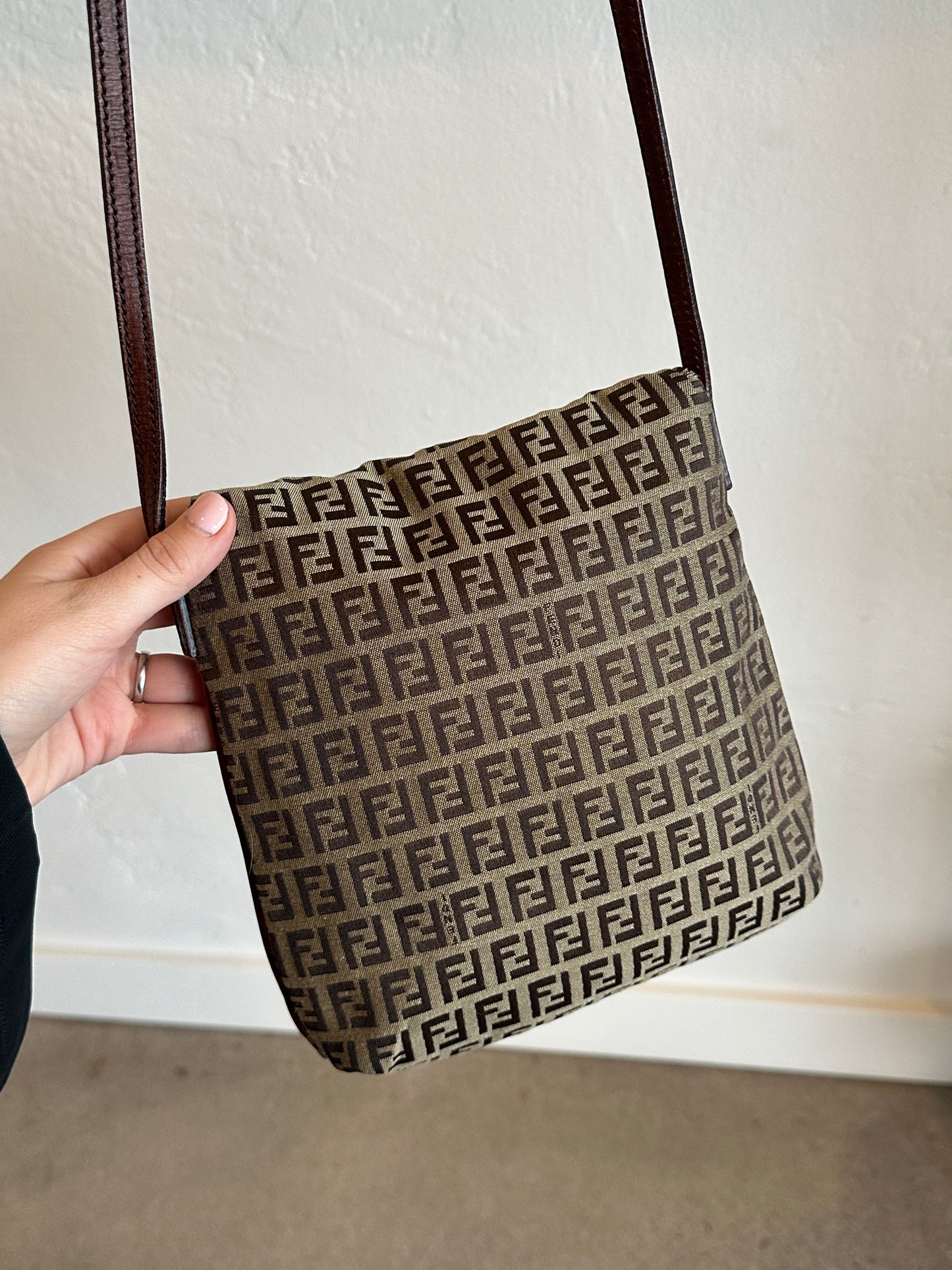 Fendi Zucchino Canvas Flap Crossbody Bag