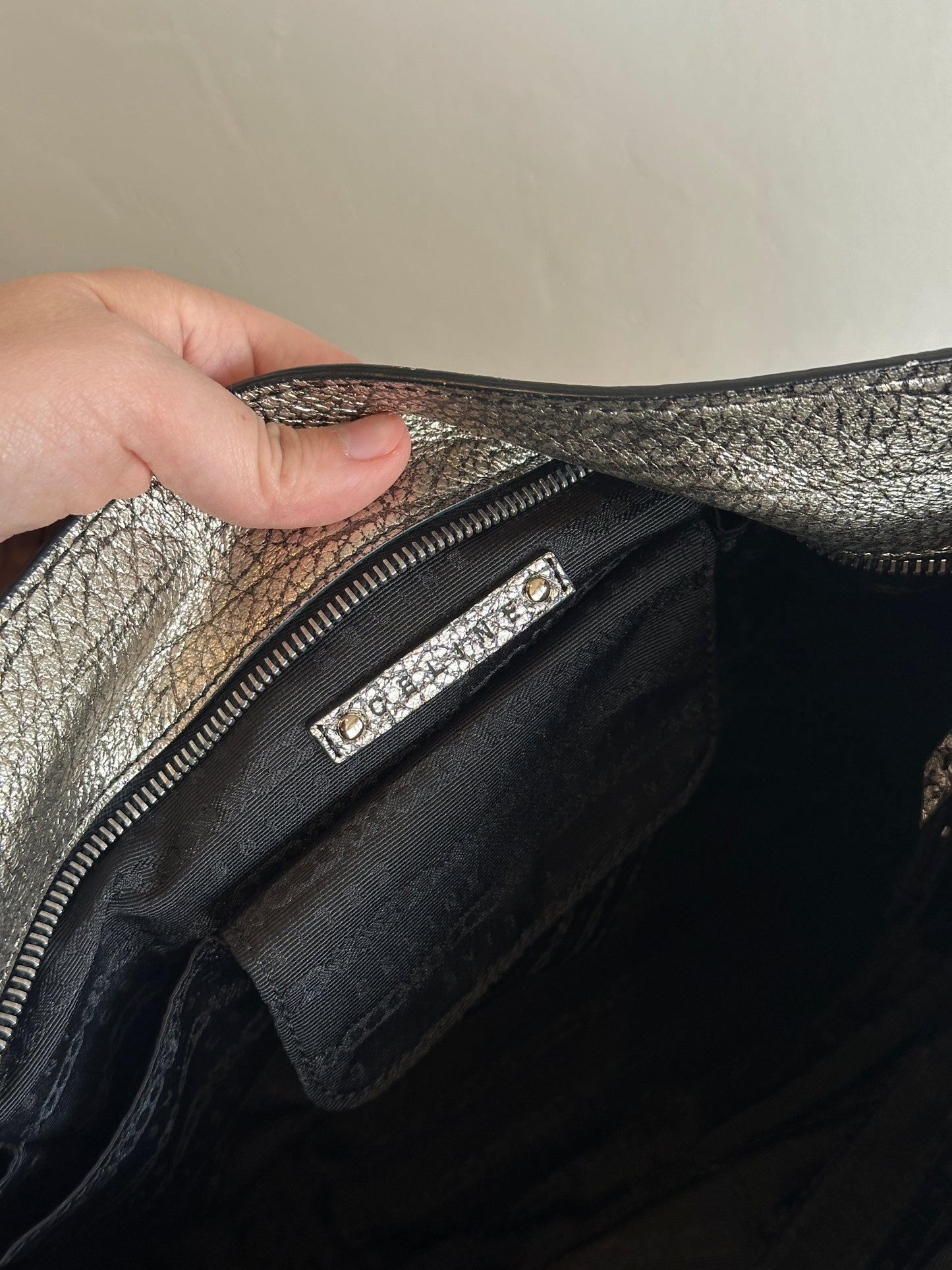 CELINE Metallic Leather Bittersweet Handbag