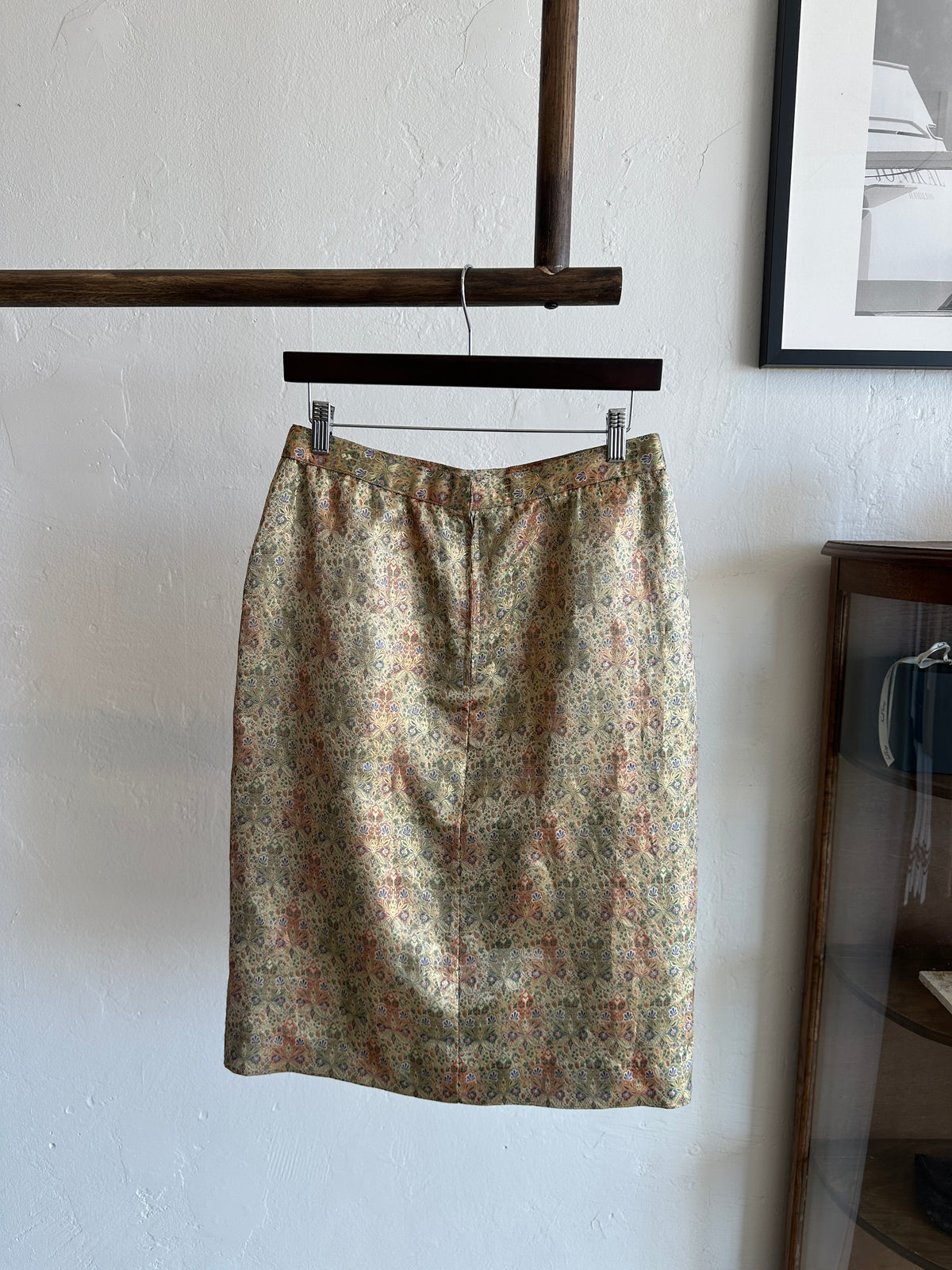 1960s Gold Lamé Floral Brocade Skirt