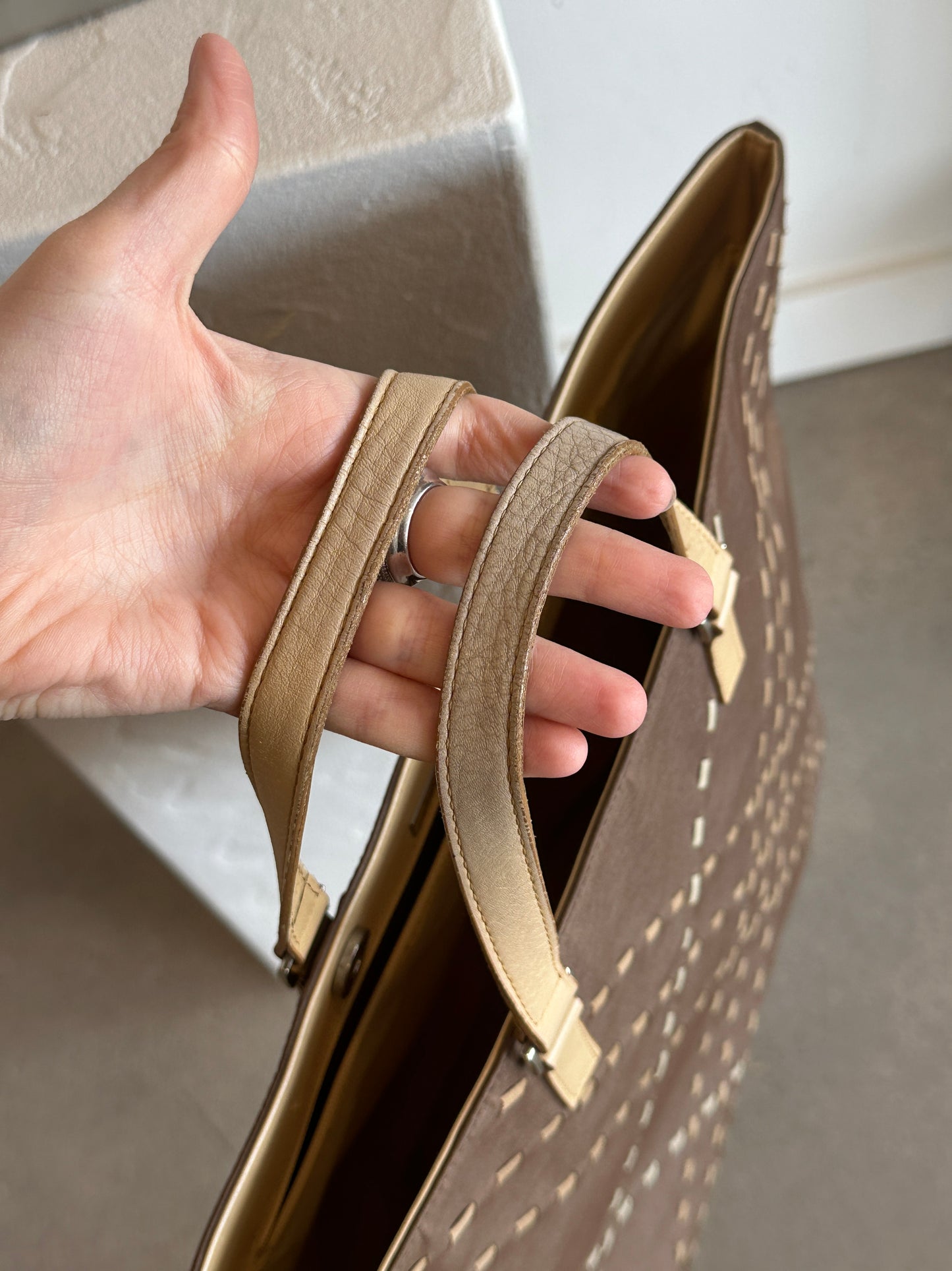 Burberry Leather & Canvas Tote