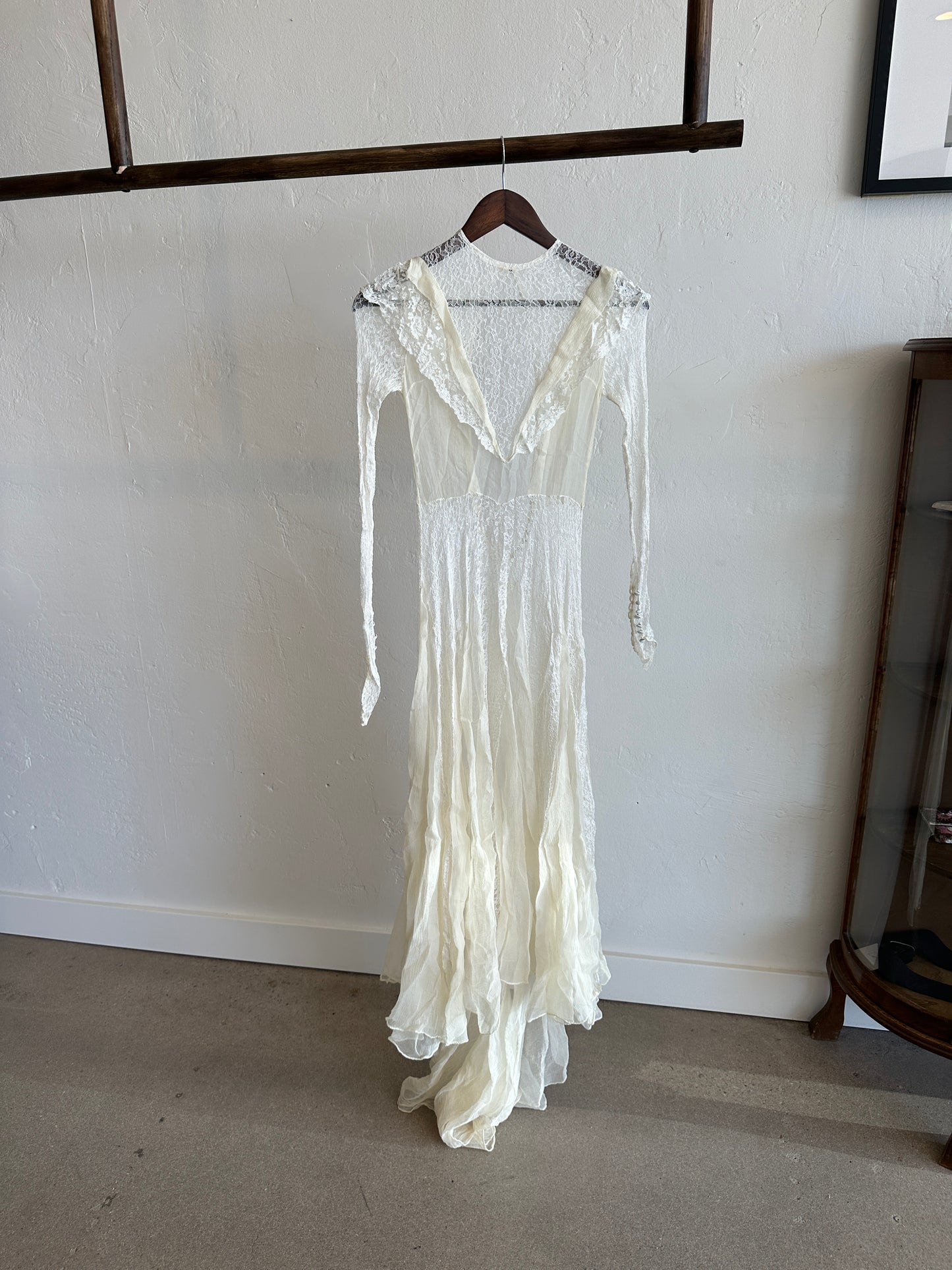 Antique Edwardian Lace Open Back Dress