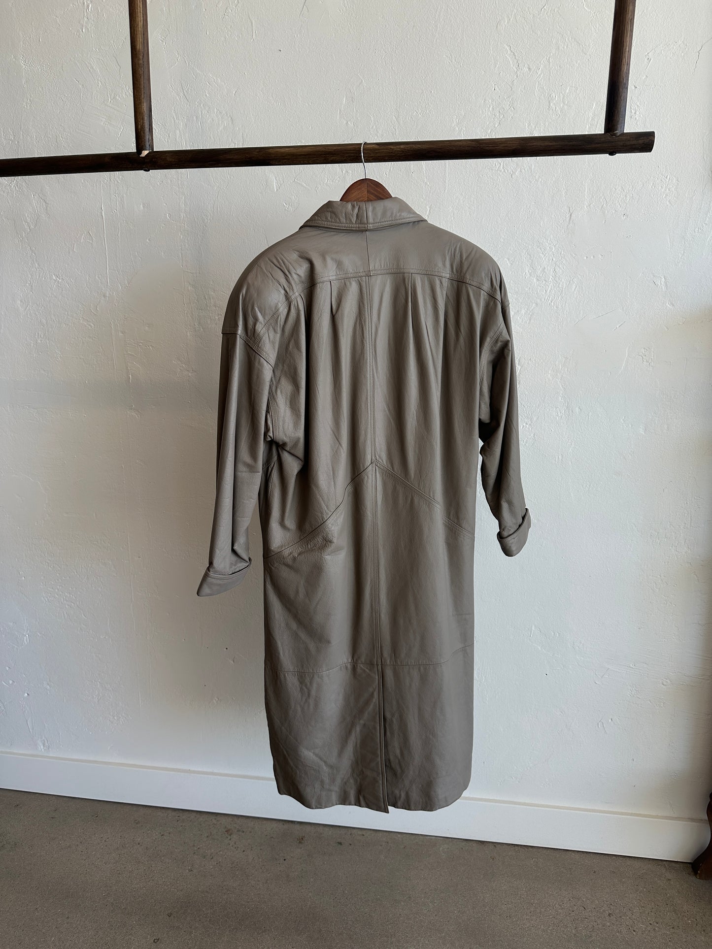 Vintage Taupe Leather Coat