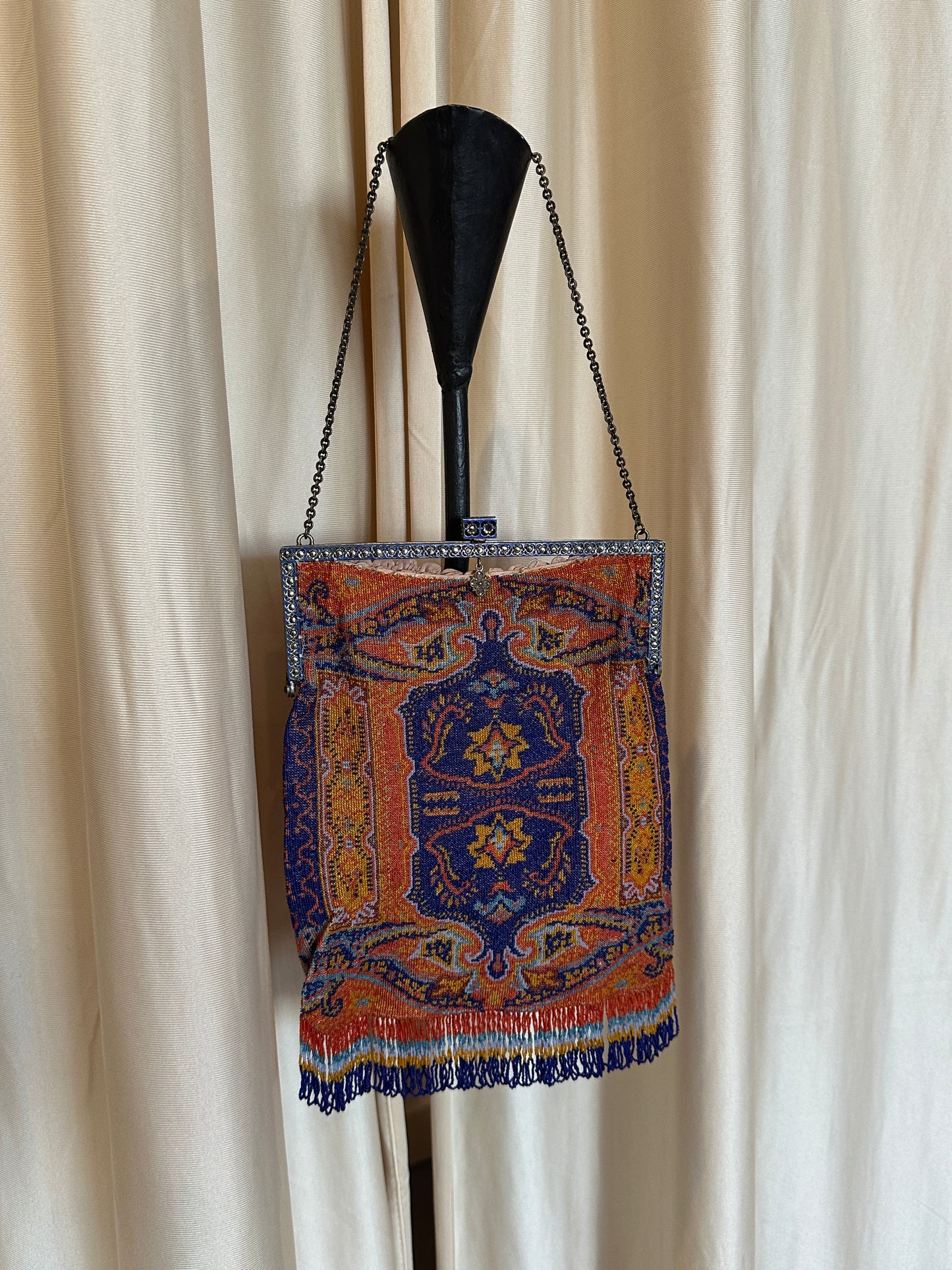 Antique Beaded Tapestry Frame Evening Bag