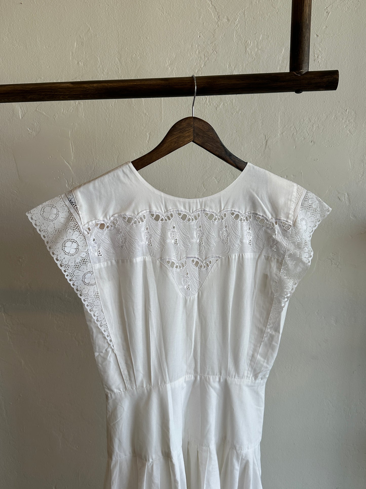 Vintage Joy Gordon White Lace Midi Dress