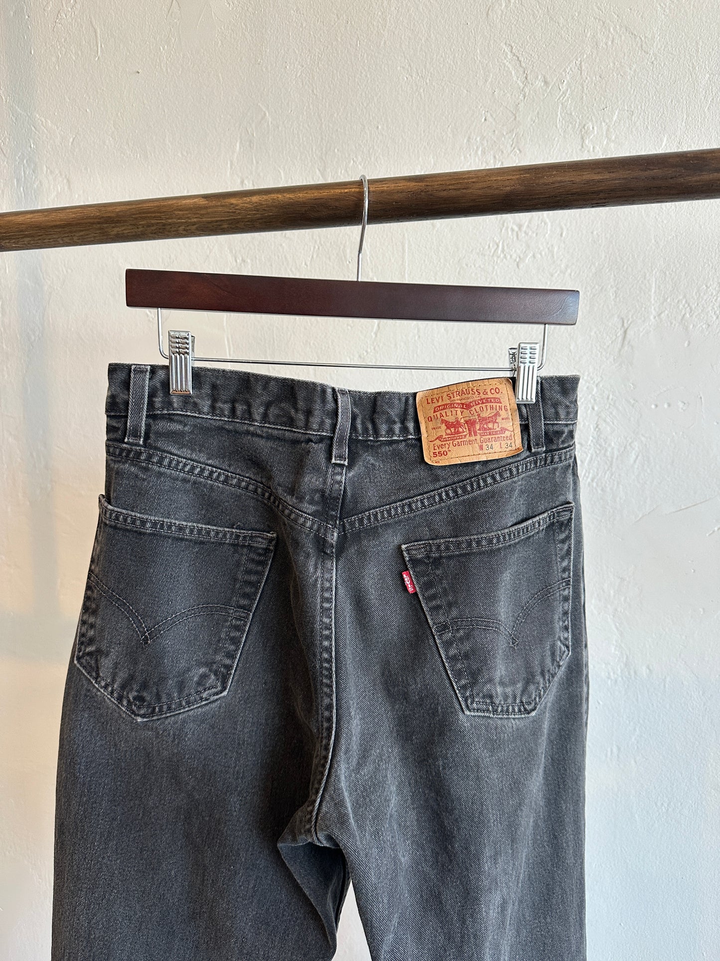 Vintage Levi’s 550 Relaxed Fit Jeans — Washed Black 34x34