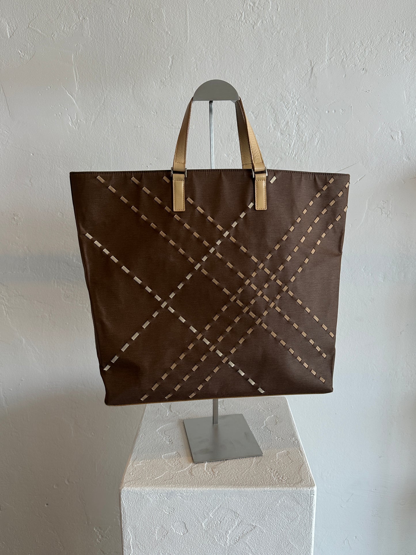 Burberry Leather & Canvas Tote