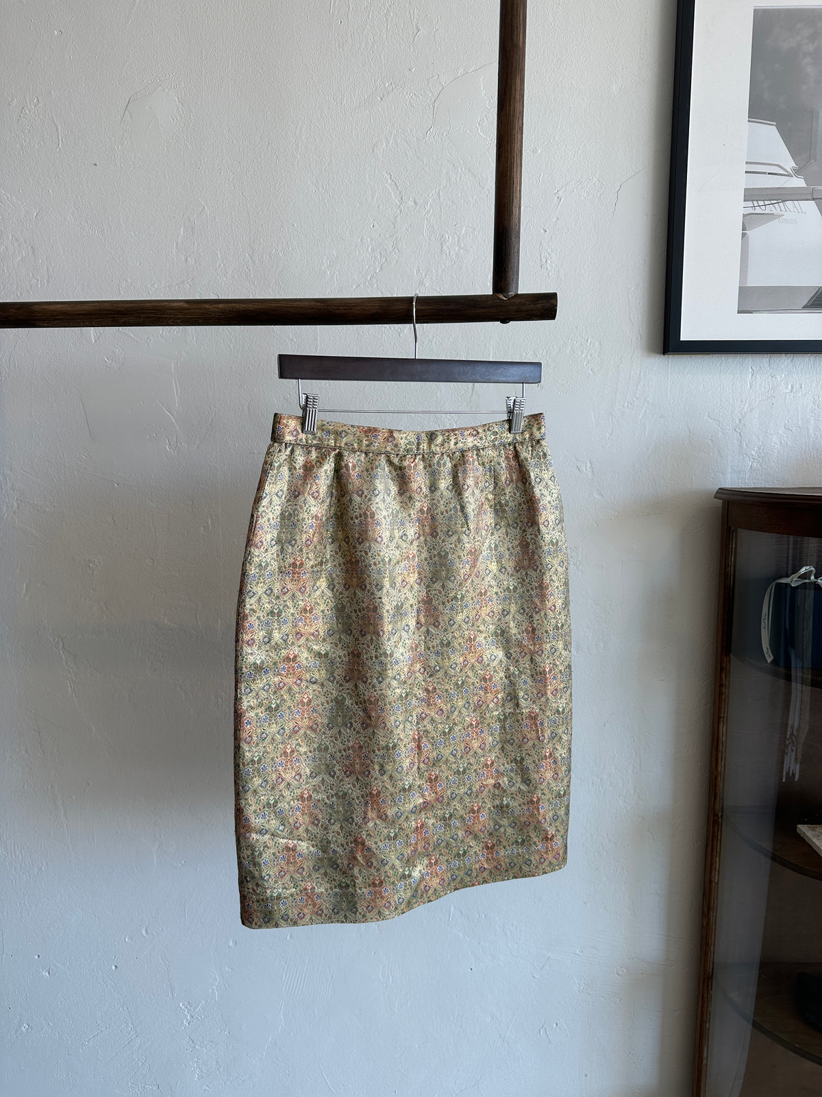 1960s Gold Lamé Floral Brocade Skirt