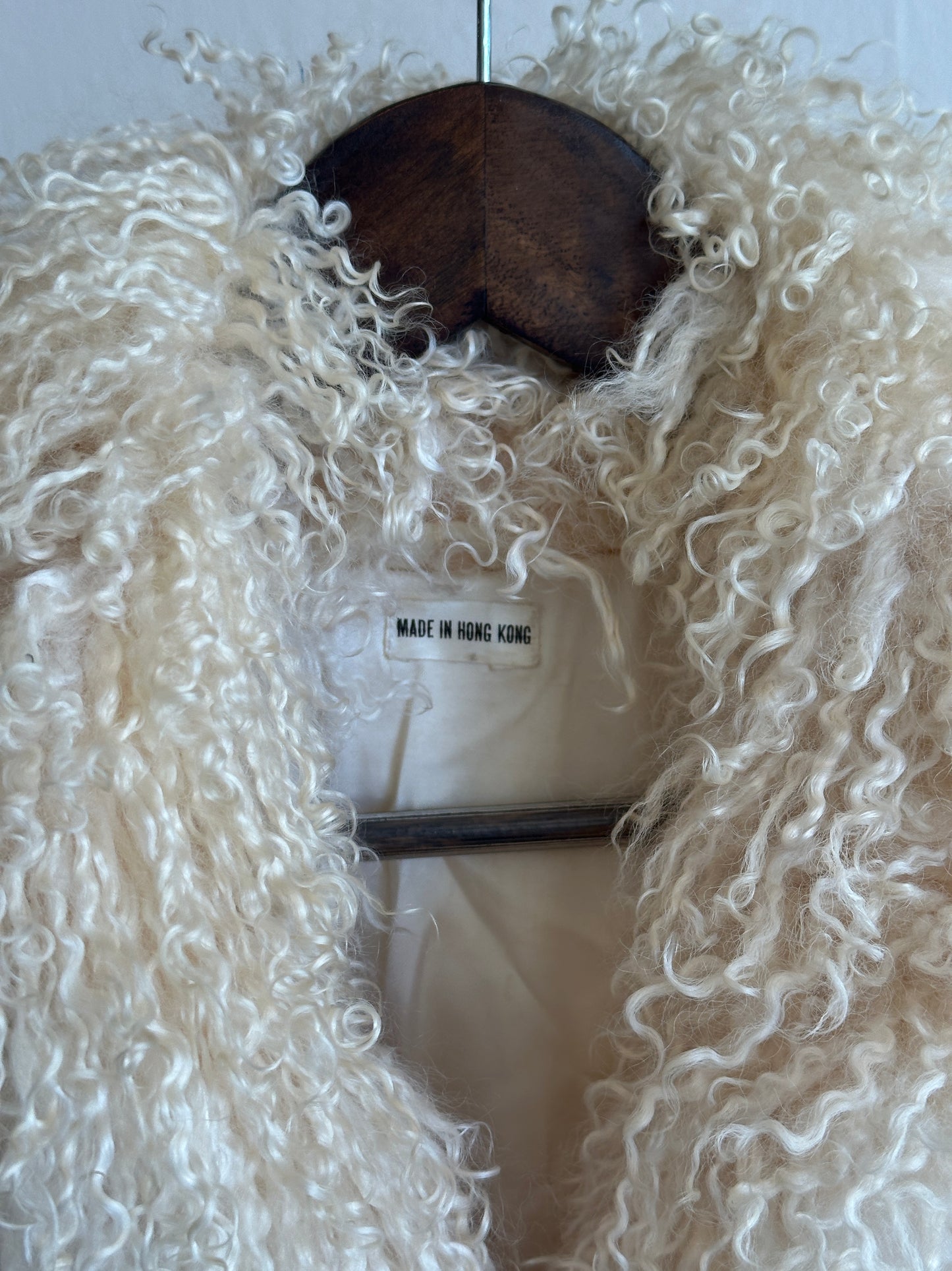 Vintage Mongolian Lamb Fur Coat in Cream