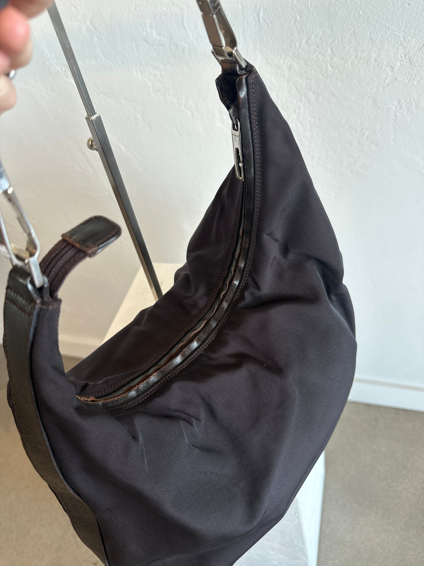 Gucci Black Nylon Hobo Shoulder Bag