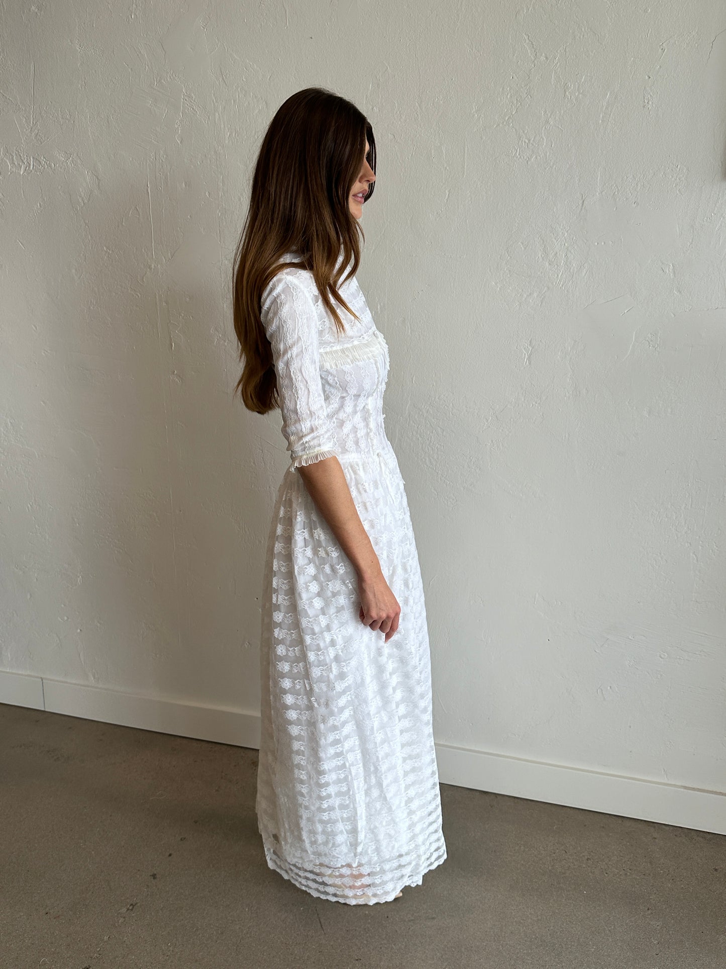 Vintage Mode de Paris Lace Maxi Dress