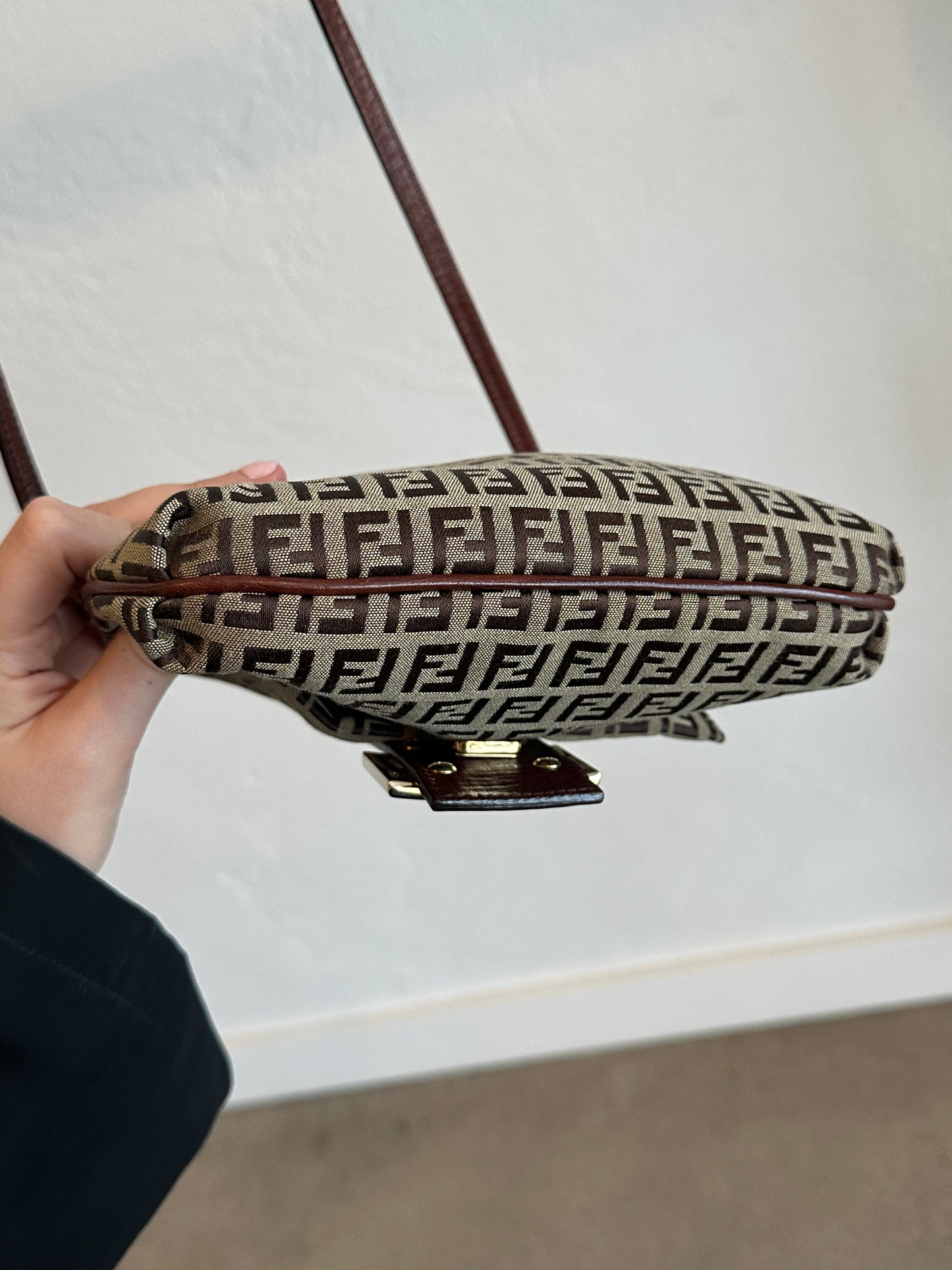 Fendi Zucchino Canvas Flap Crossbody Bag