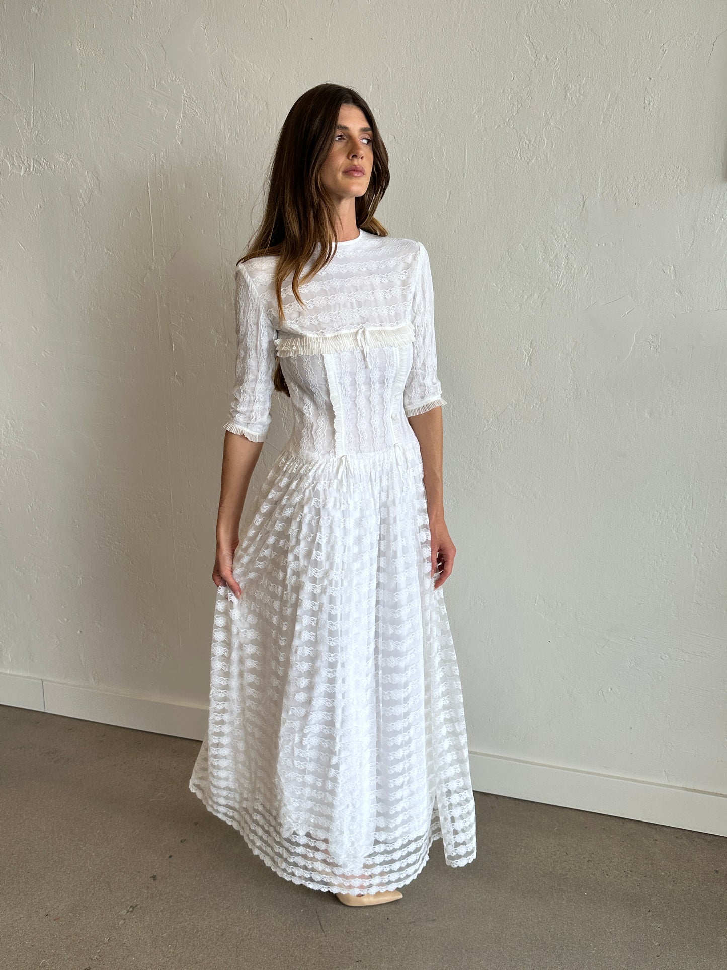 Vintage Mode de Paris Lace Maxi Dress