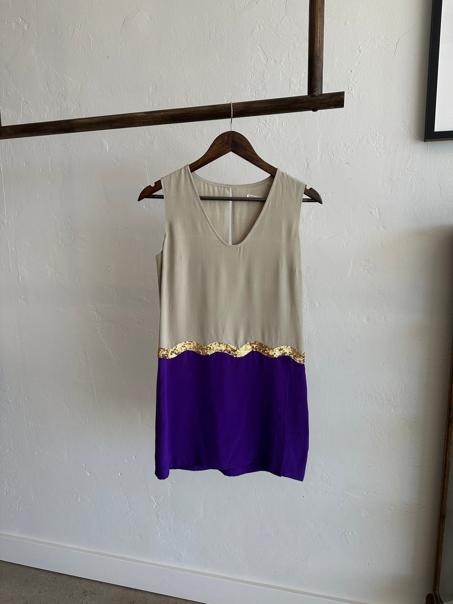 Silk Colorblock Mini Dress