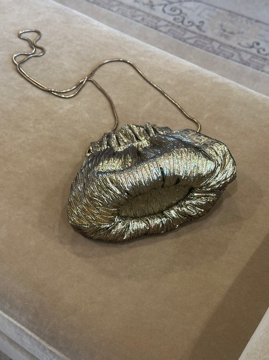 1980s gold lame purse