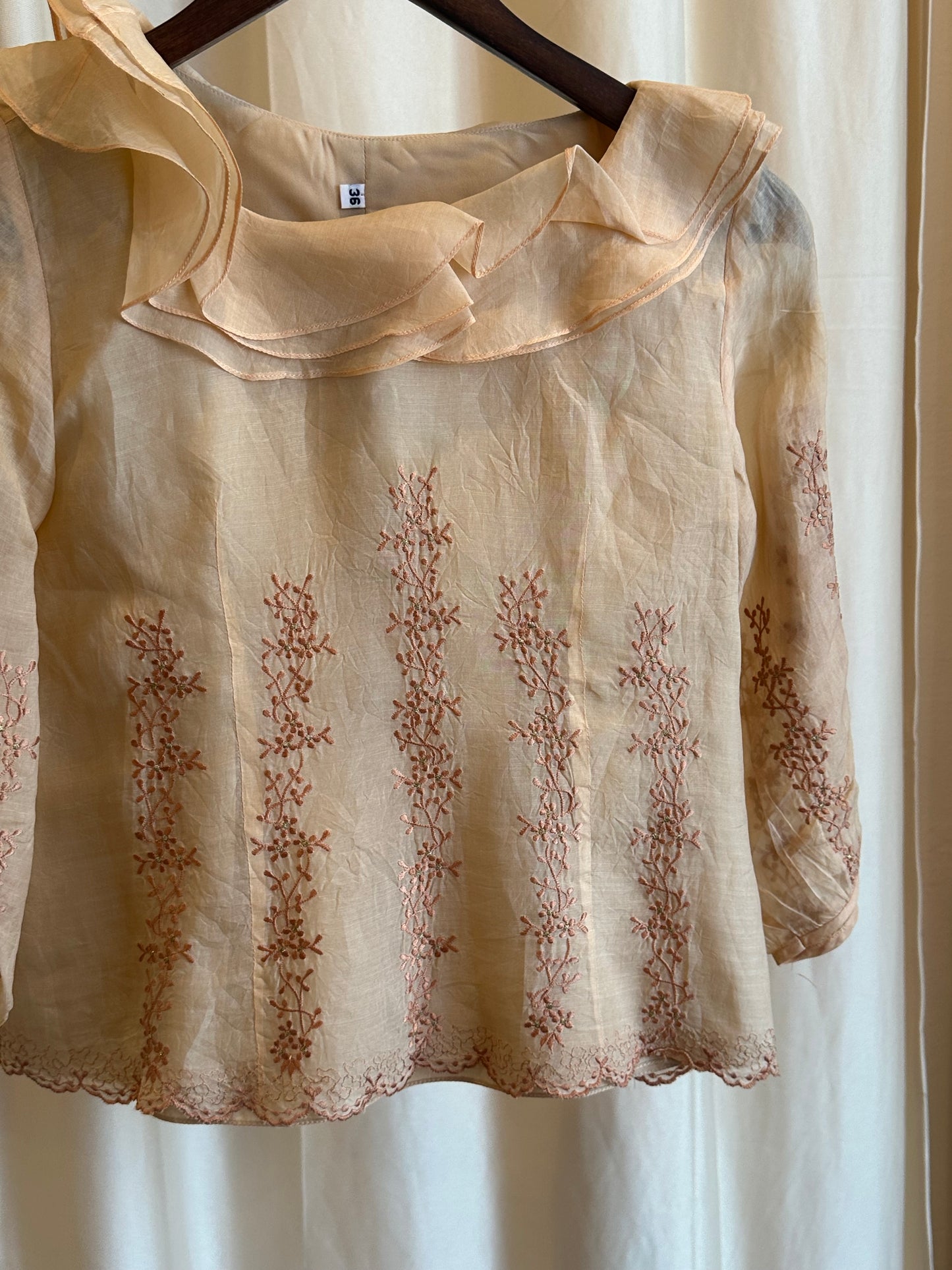 1960s embroidered organza blouse