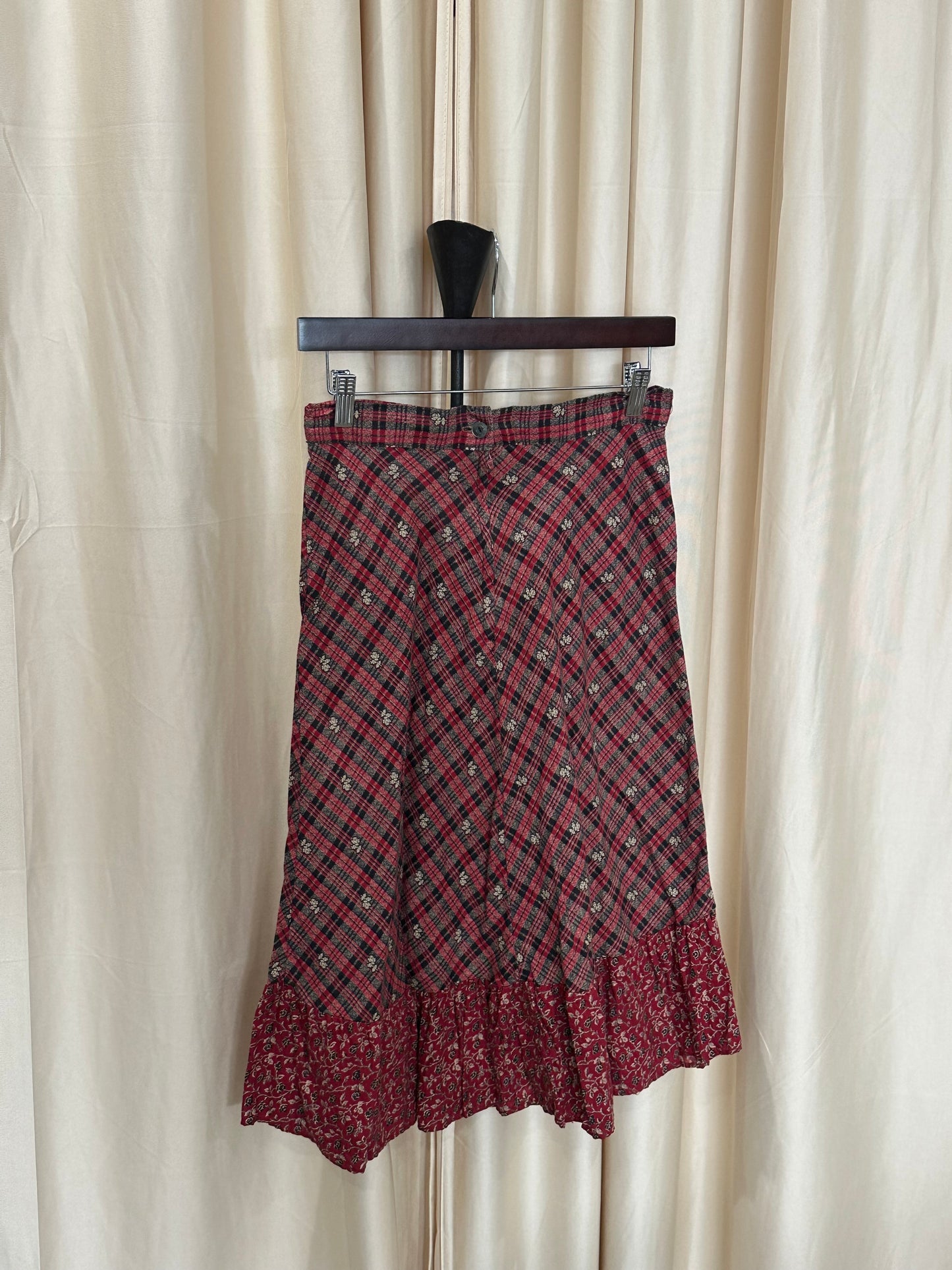 70s Apron Style Midi Skirt