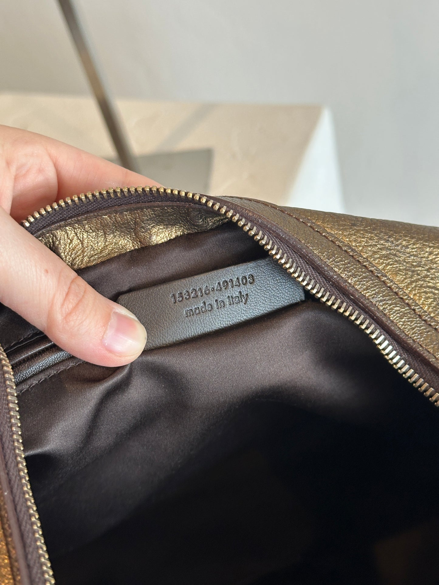 Yves Saint Laurent Rive Gauche Metallic Leather Hobo Shoulder Bag